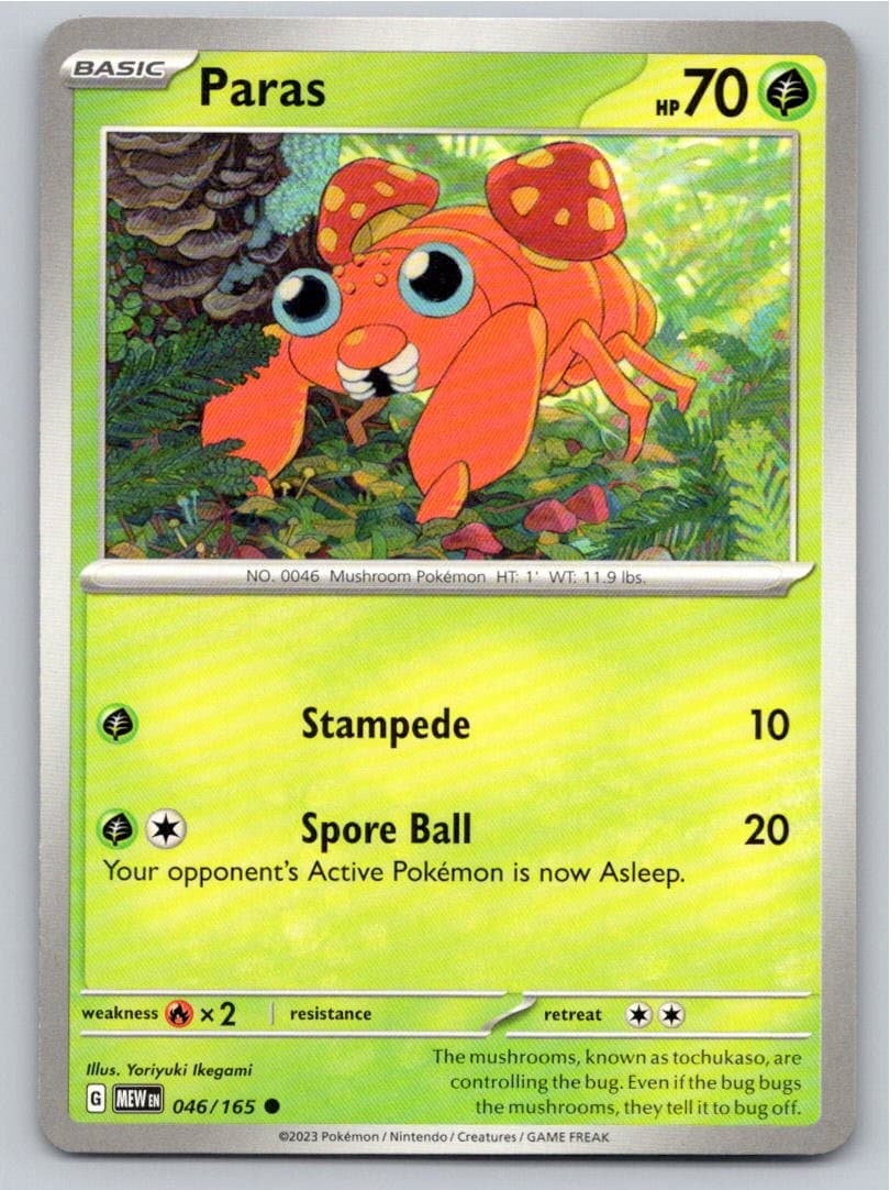 2023 POKEMON PARAS 151 046/165 C NM A67861 FREE S&H