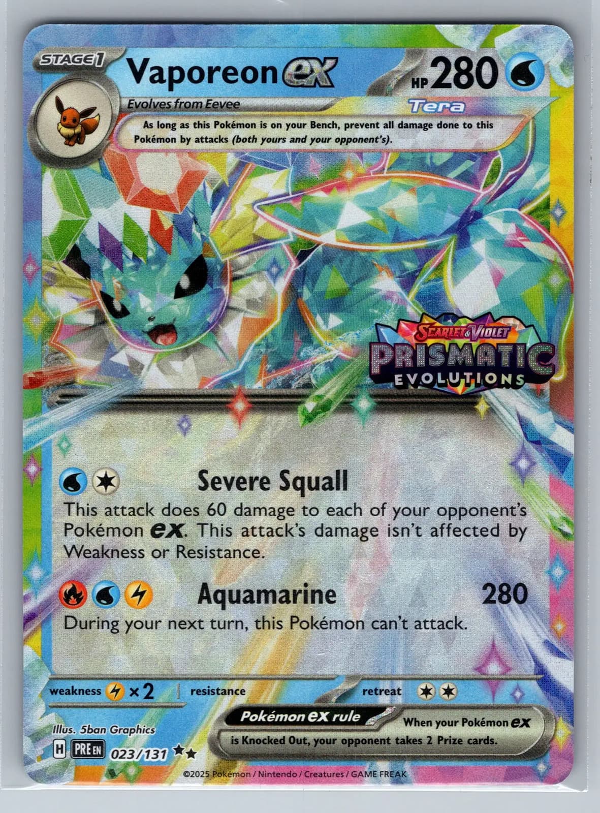 Vaporeon EX #23/131 2025 Prismatic Evolutions Pokemon TCG