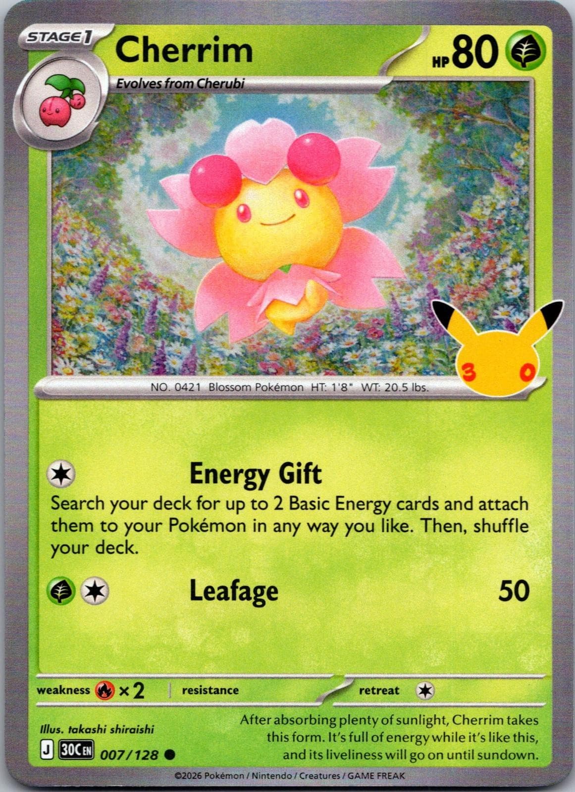 Cherrim Holo ME: 30th Celebration 007/128 NM Pokemon