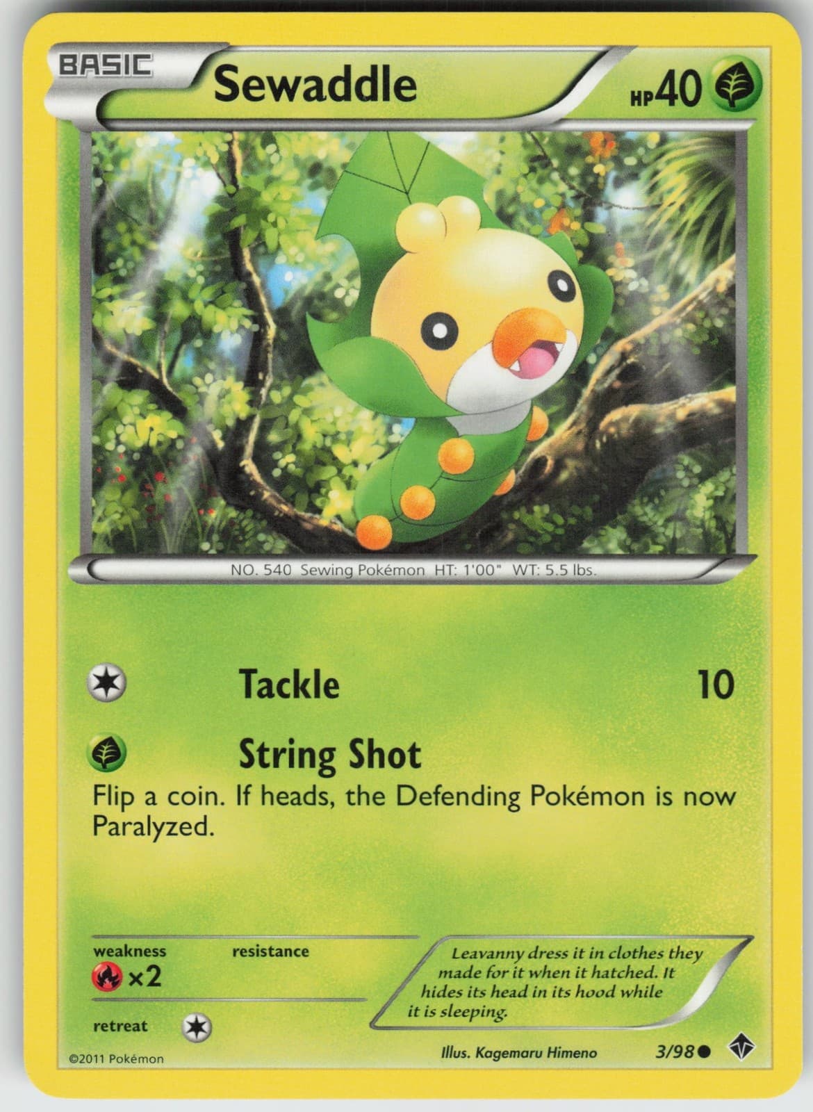 Sewaddle (3) 3/98 Emerging Powers Pokemon Lightly Played LP
