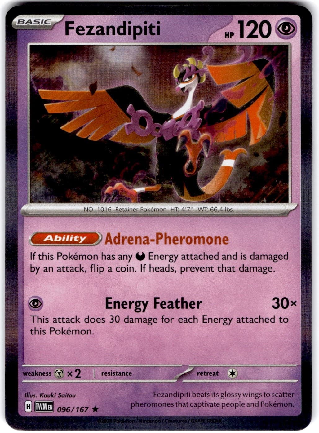 Pokemon Fezandipiti Twilight Masquerade 96/167 Normal Holo Near Mint English