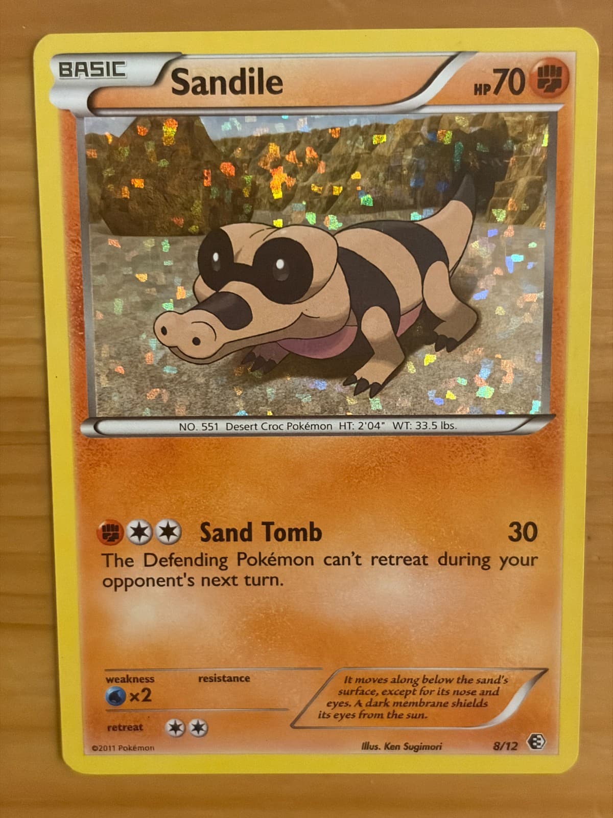Sandile 8/12 Confetti Holo LP - McDonald's Collection 2011 - Pokemon TCG