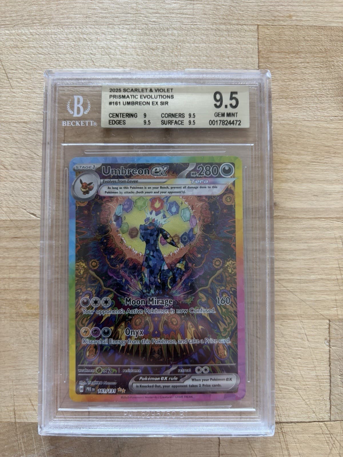 2025 Pokemon Umbreon Ex #161 Prismatic Evolutions 161/131 BGS 9.5
