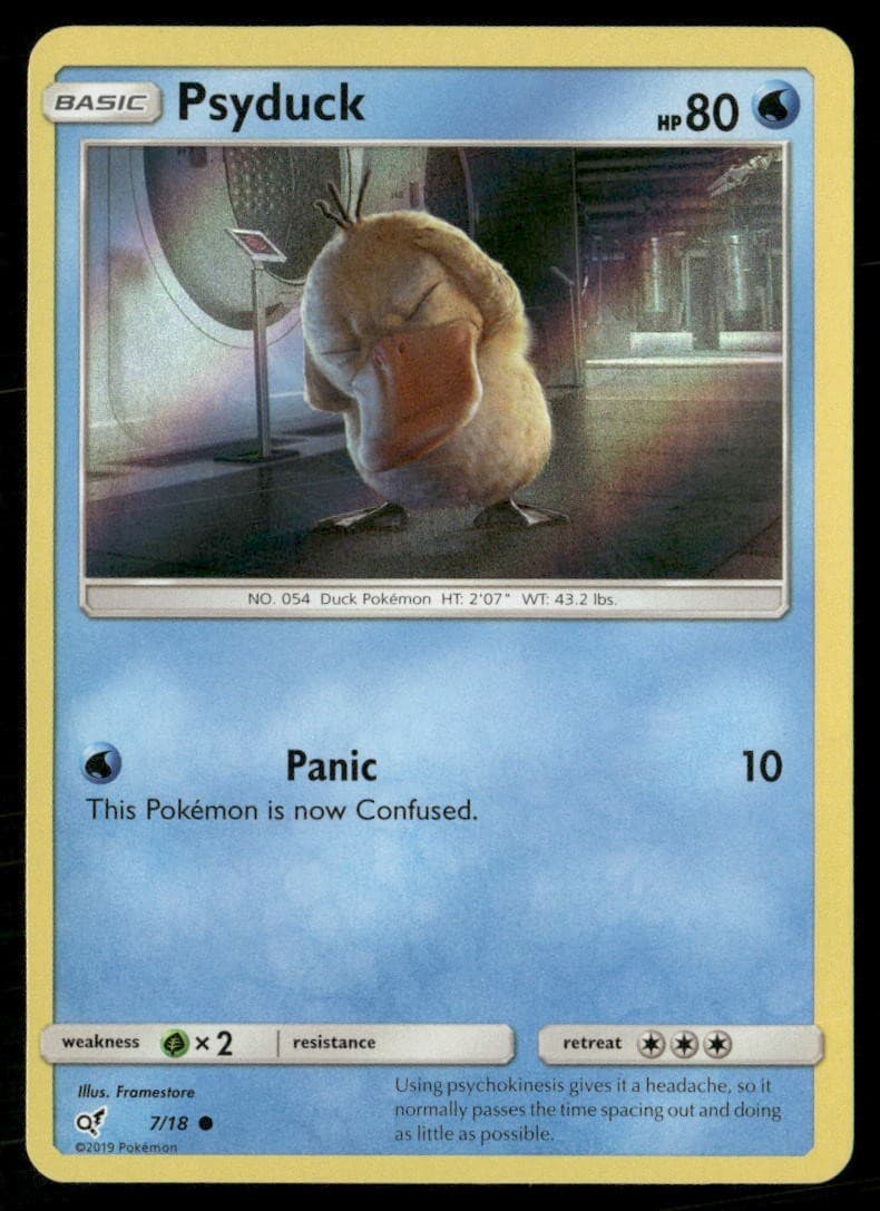 Psyduck 7/18 Common Detective Pikachu Pokemon Holo Lightly Played