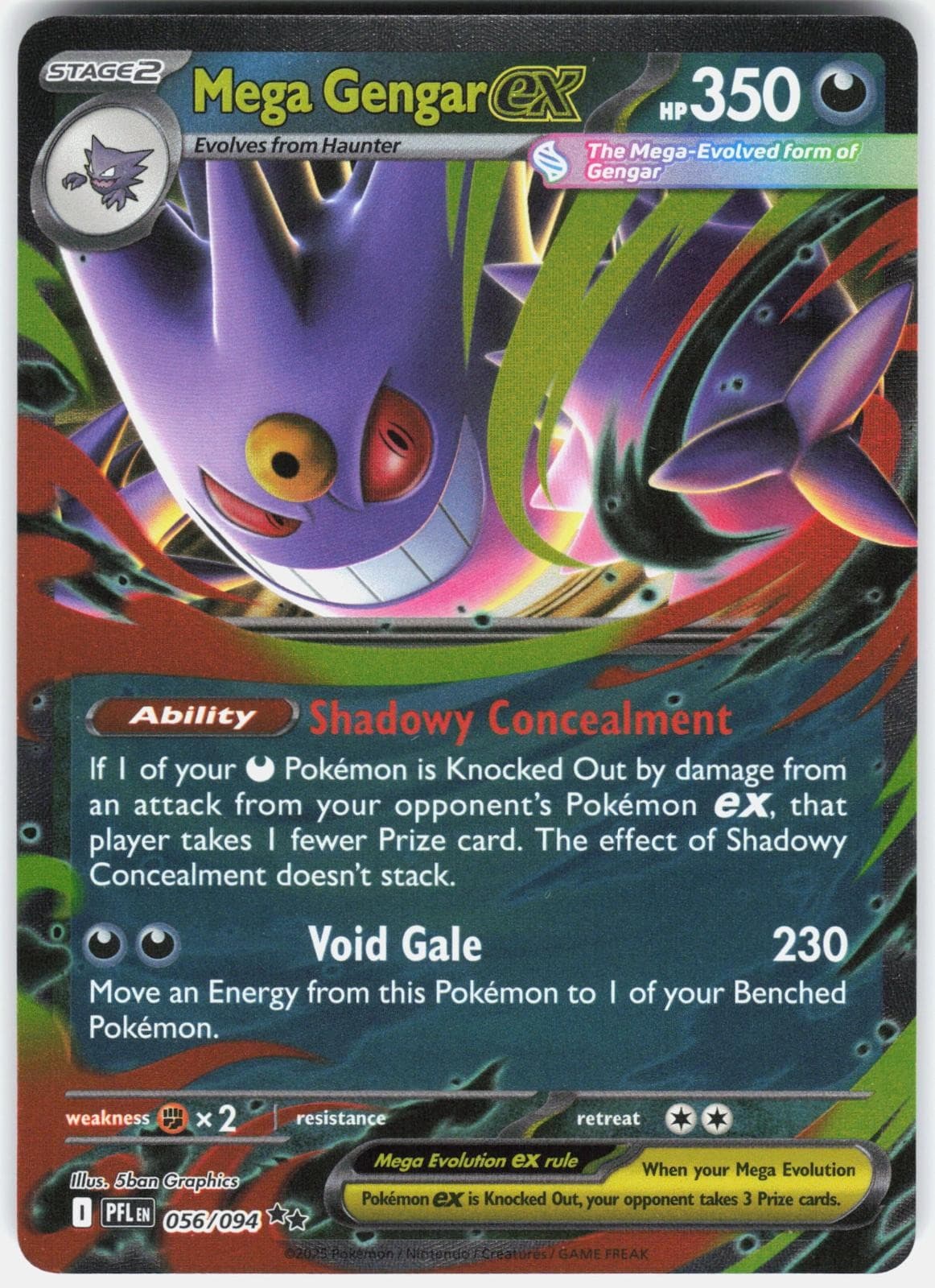 Mega Gengar ex 056/094 Holo - Phantasmal Flames - Pokemon TCG - NM -
