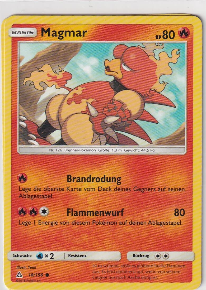 Pokemon Karte Trading Card Game Ultra-Prisma Nr. 18/156 Magmar deutsch