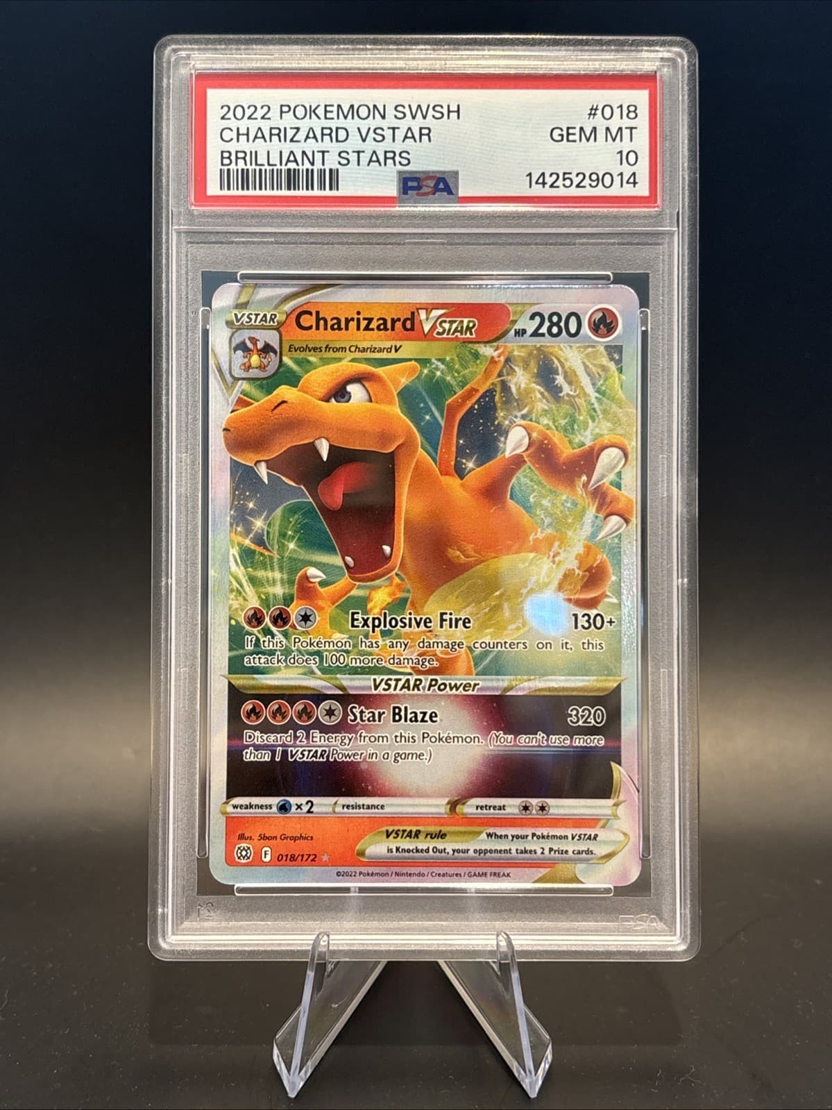 Charizard VSTAR 018/172 Swsh09: Brilliant Stars Holo PSA 10 💎