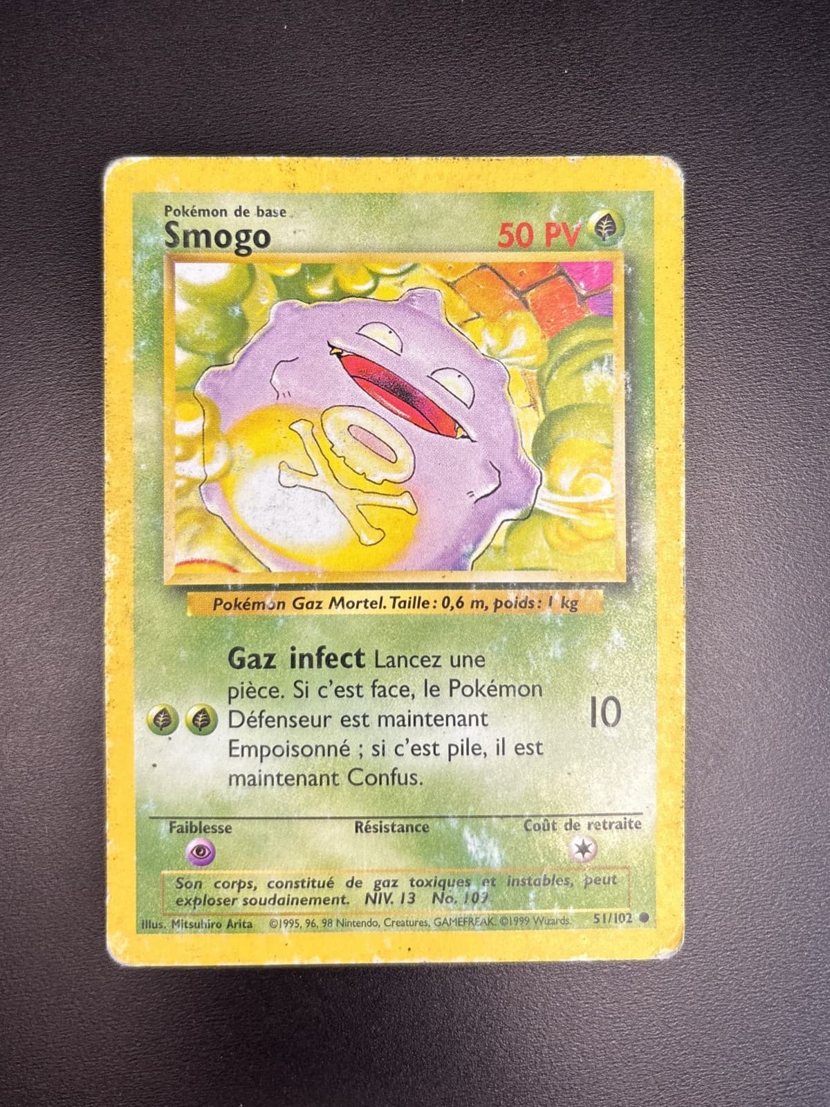 Carte Pokemon Smogo 51/102 - Set de Base Wizards 1999 - FR - Etat Moyen