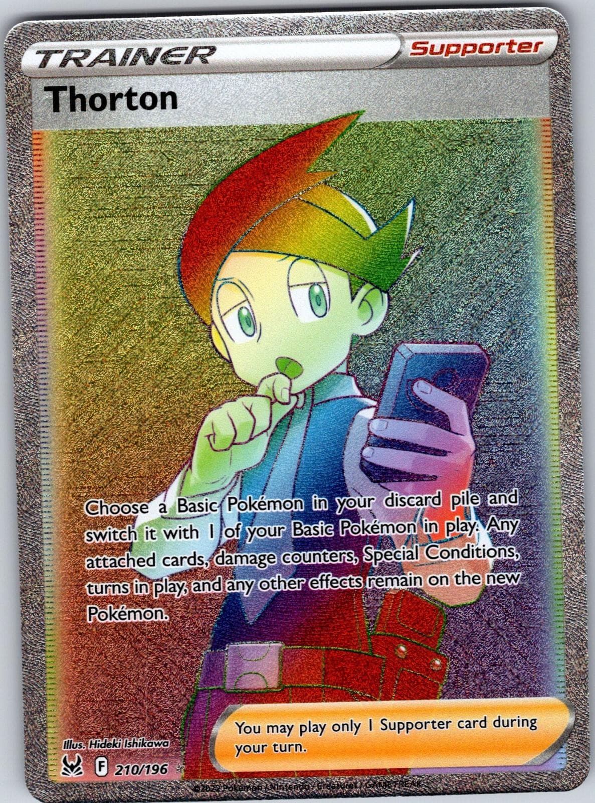Thorton 210/196 Rainbow Rare Lost Origin Pokemon Holo Near Mint