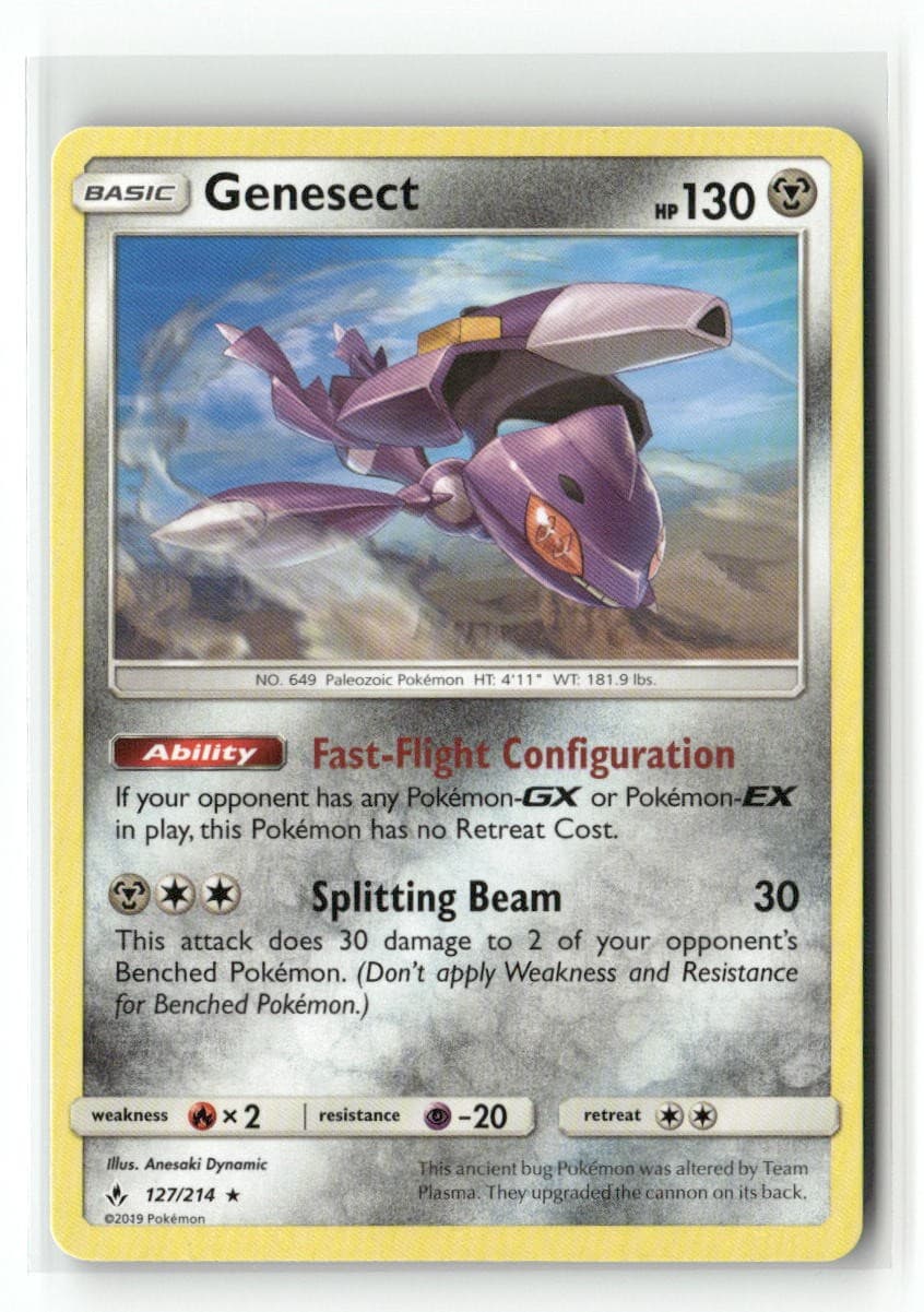 Genesect 127/214 Rare Unbroken Bonds Pokemon Lightly Played