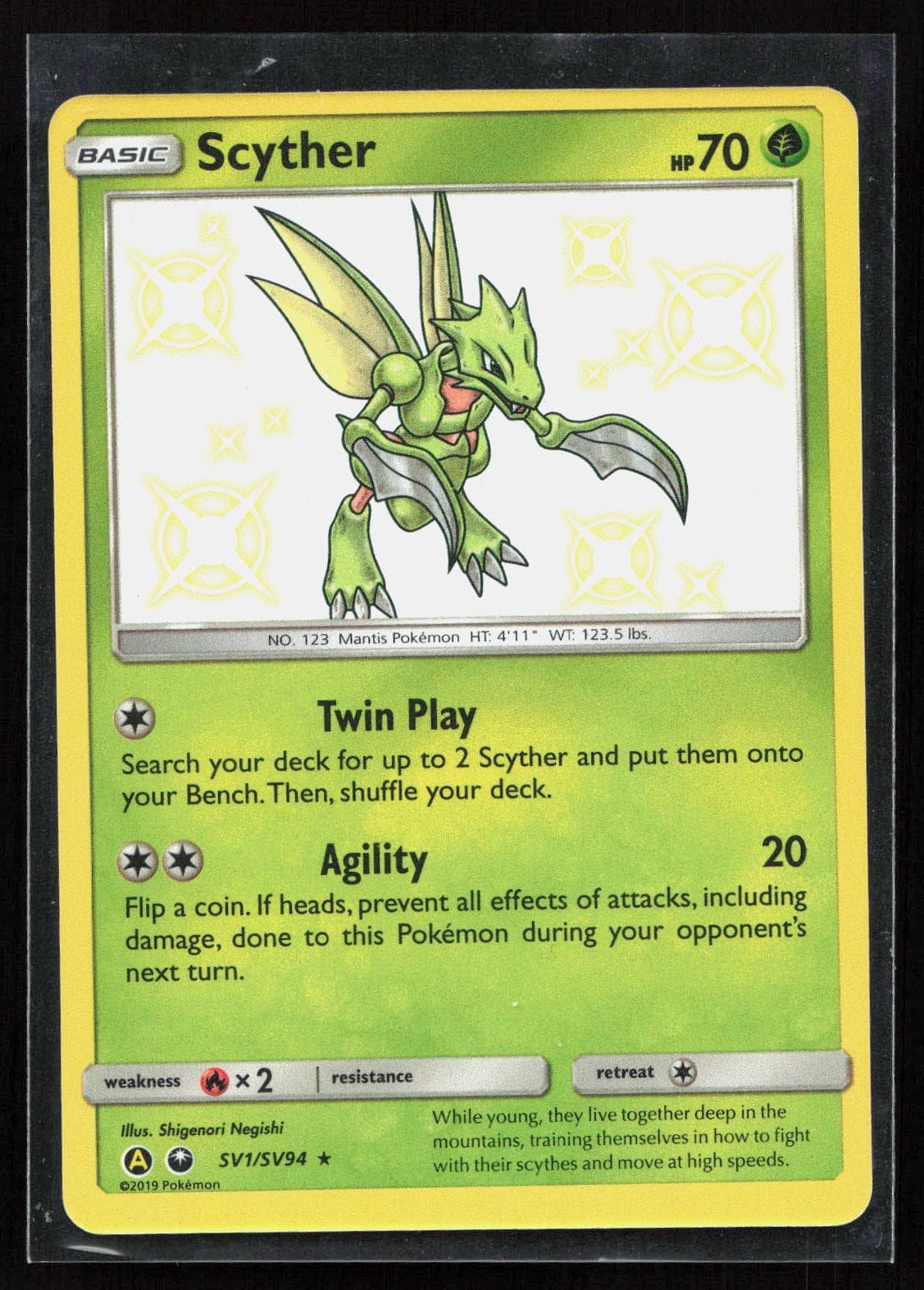 Scyther SV1/SV94 Shiny Rare Hidden Fates Shiny Vault Pokemon Holo Near Mint