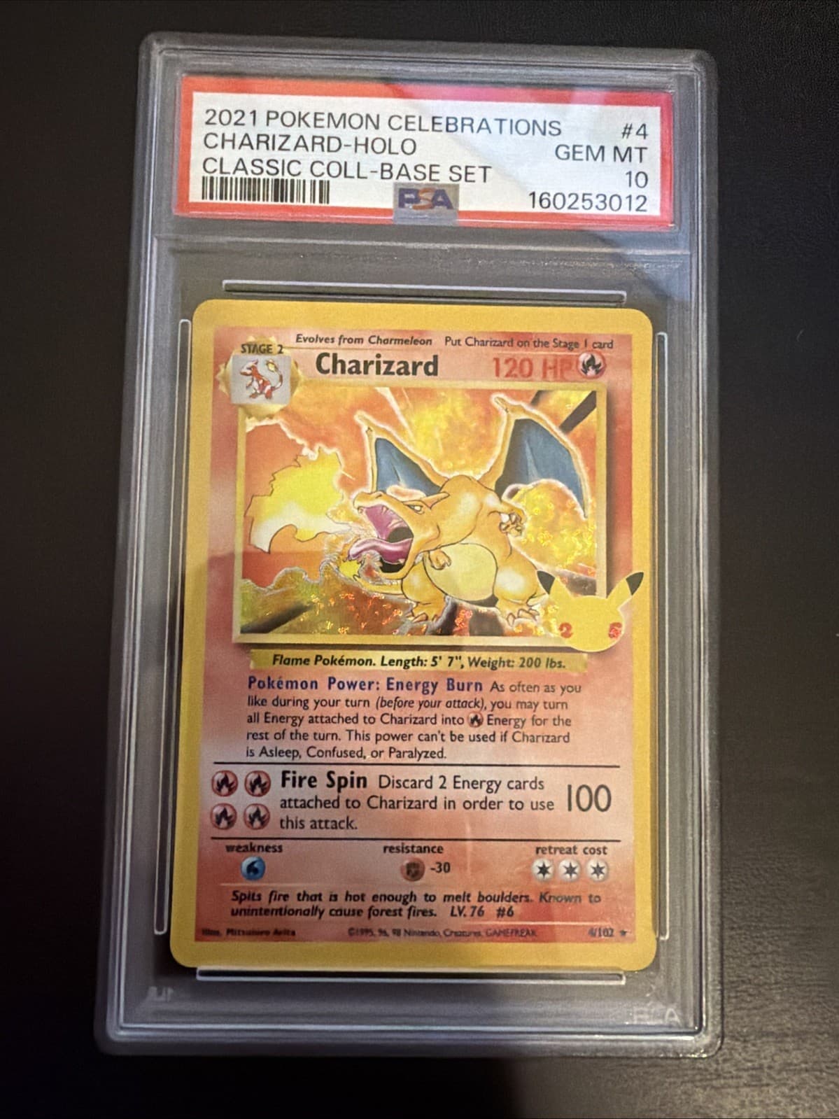 Charizard 4/102 Celebrations: Classic Collection Holo PSA 10 GEM MT 2021 Pokemon