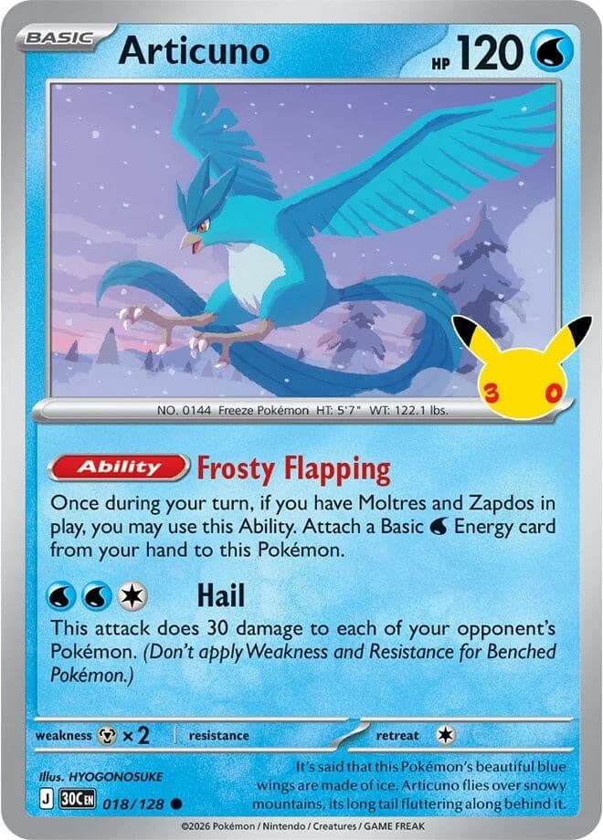 Pokemon TCG 30th Celebration Articuno Holo #18/128
