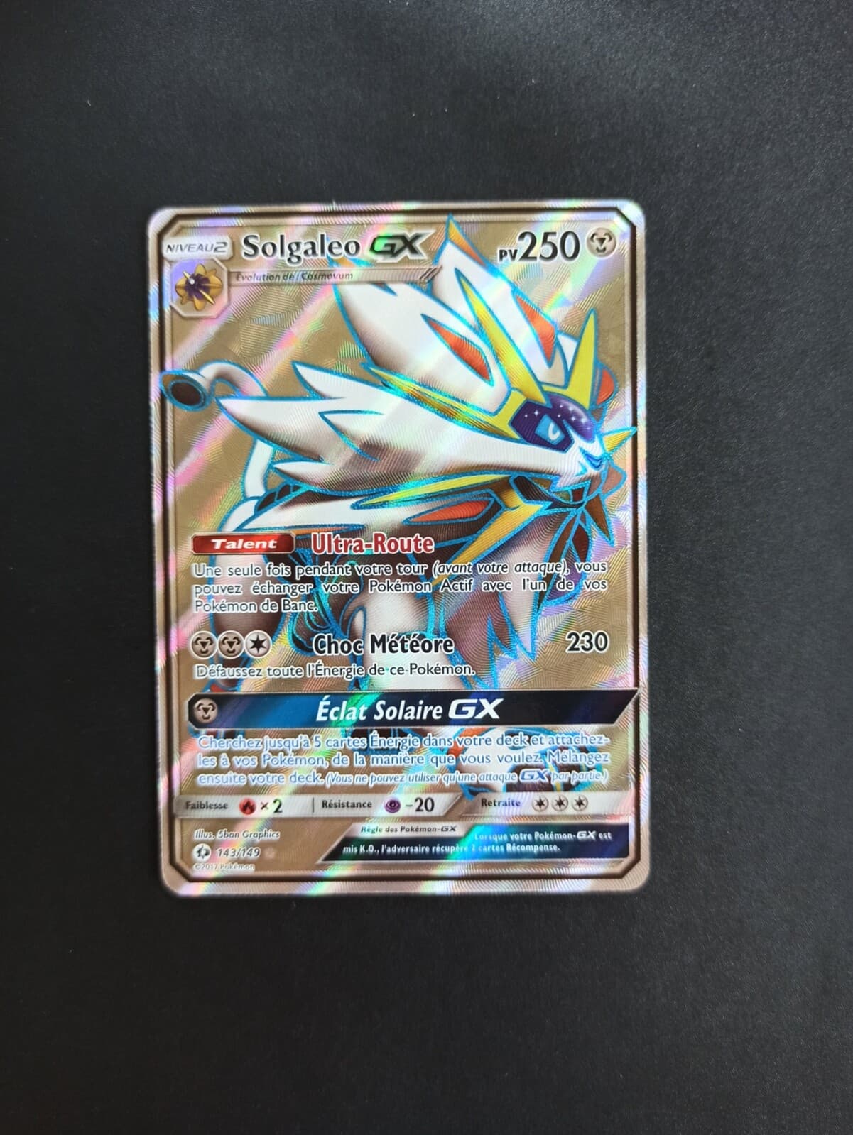 Carte Pokémon Solgaleo GX Full-Art 143/149 - Soleil et Lune - FR - Neuf