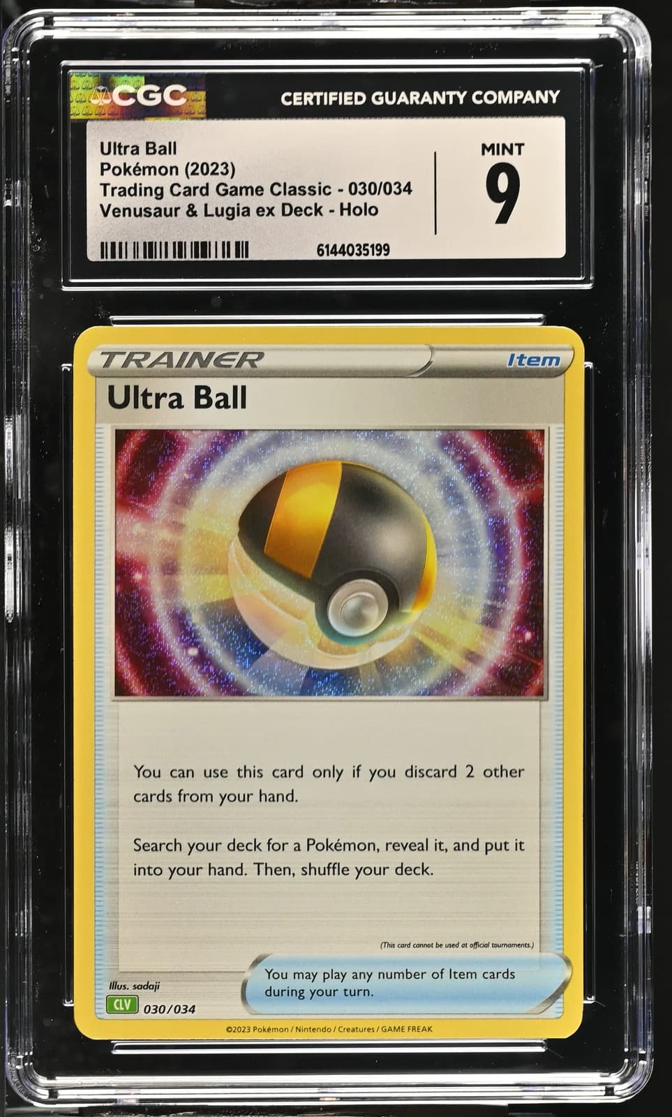 Ultra Ball 030/034 Pokemon TCG Classic Holo CGC 9 Graded Trainer Card 2023