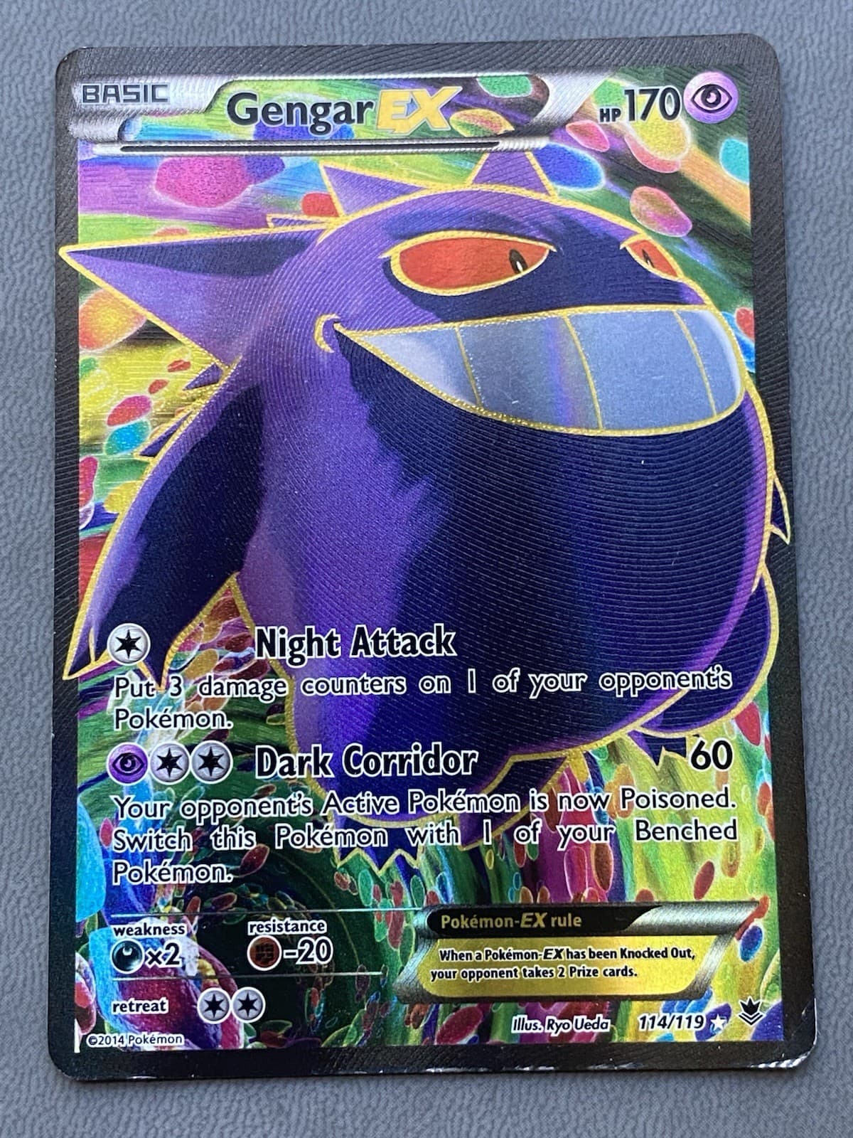 Gengar EX | 114/119 | Pokemon Phantom Forces XY Full Art Ultra Rare Card MP