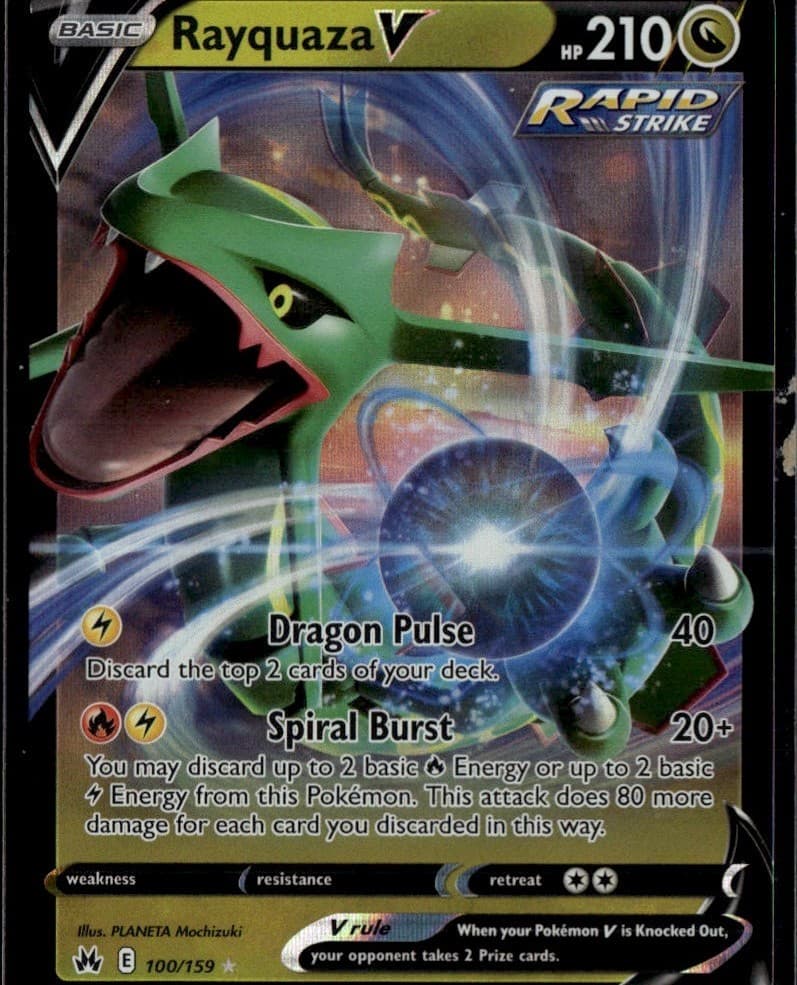 Rayquaza V 100/159 Holo Ultra Rare Crown Zenith Pokemon Near Mint