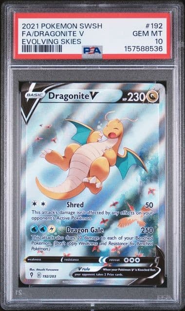 Pokemon Dragonite V Evolving Skies Full Alt Art #192 PSA 10 Gem Mint