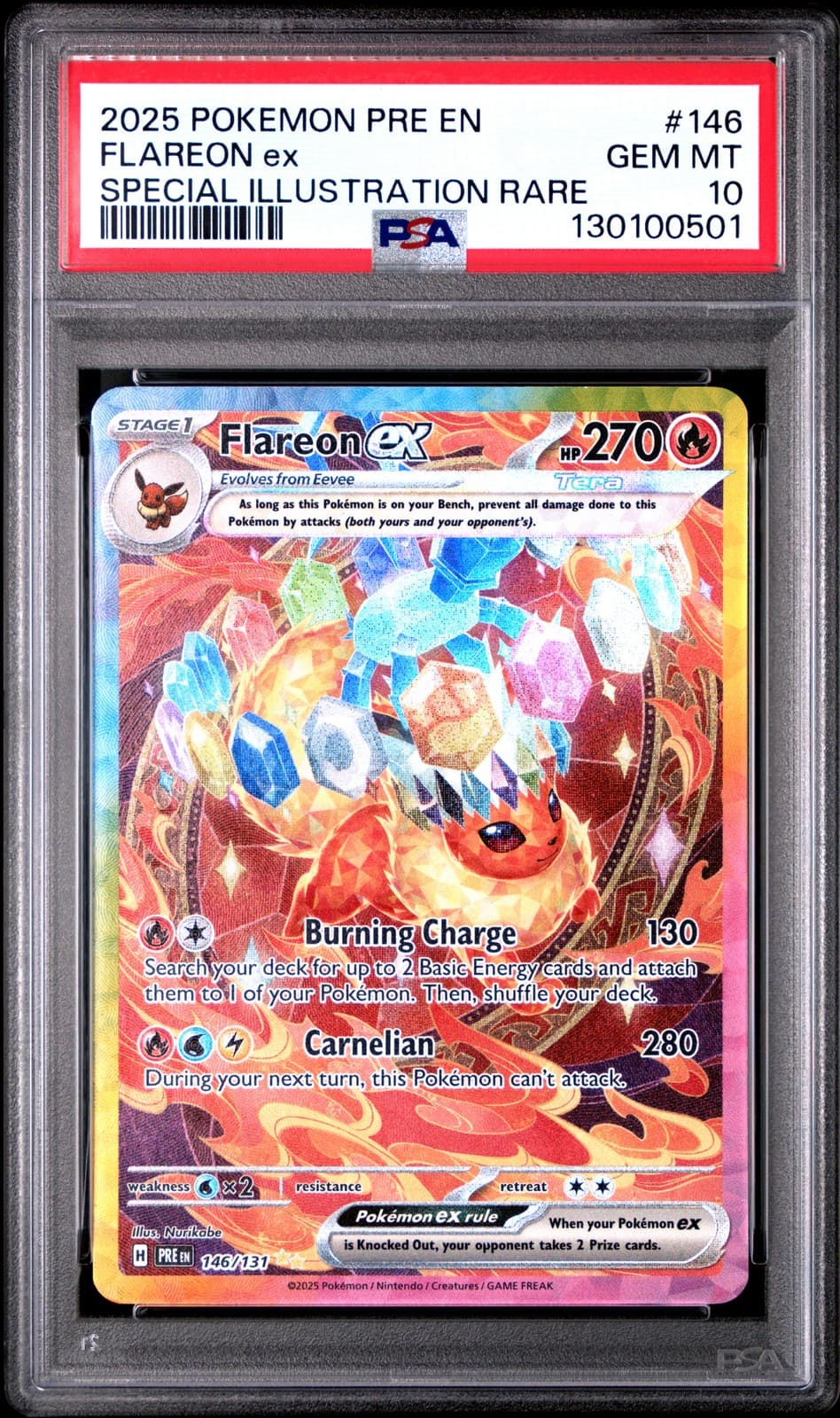 2025 POKEMON PRE EN-PRISMATIC EVOLUTIONS #146 FLAREON EX PSA 10