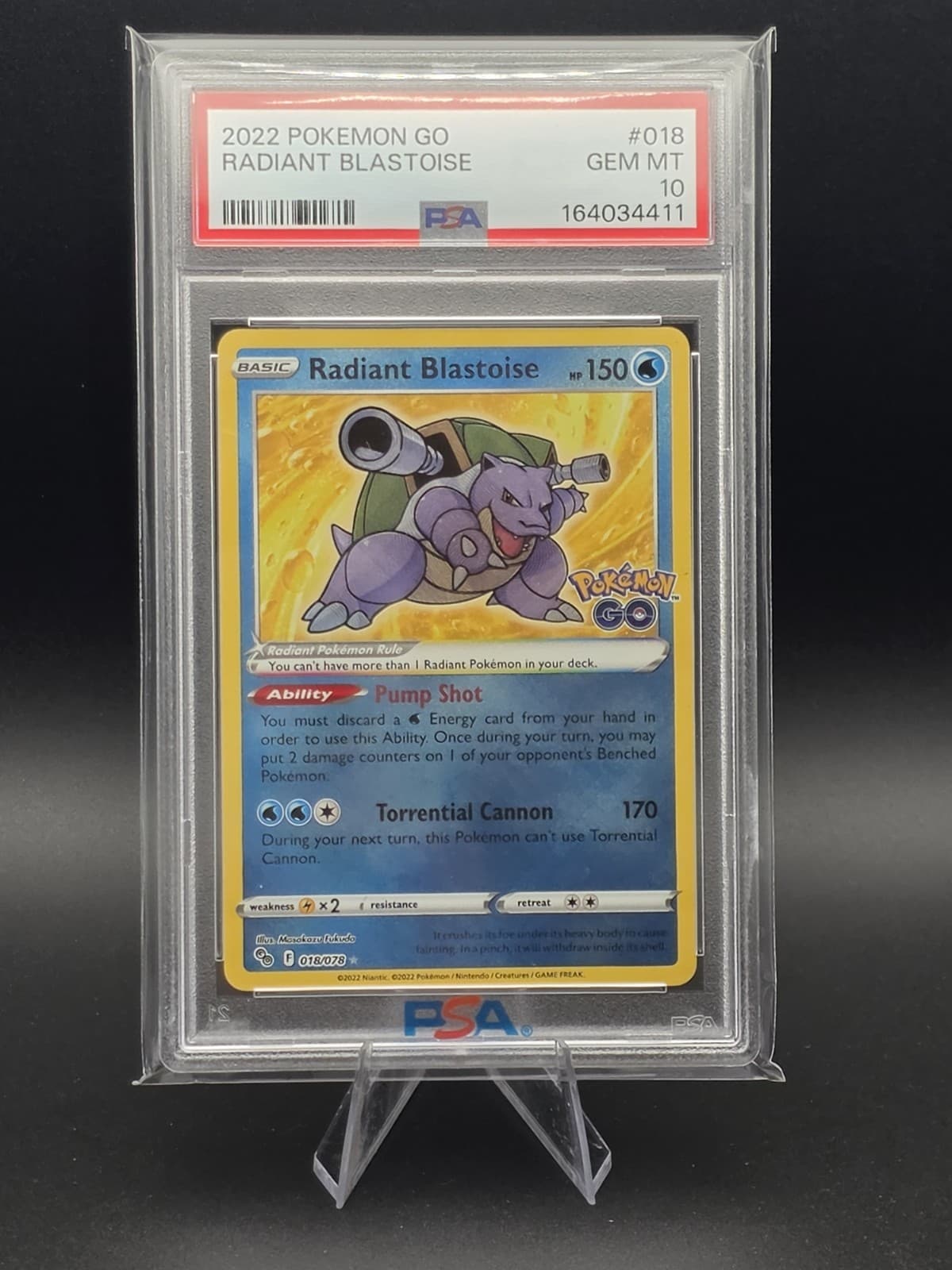 PSA 10 RADIANT BLASTOISE 018/078 POKEMON GO ✨