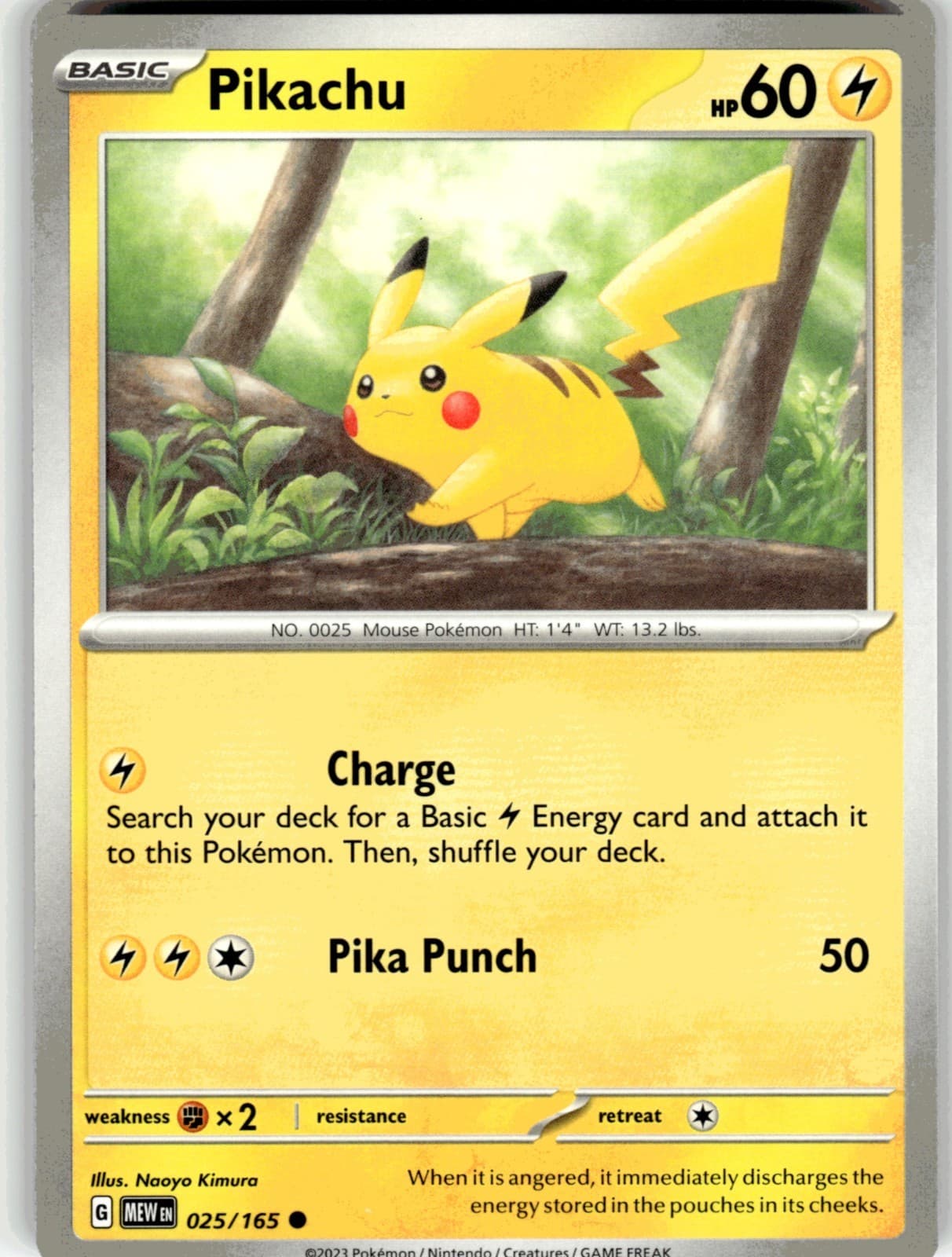 Pokemon Pikachu 151 MEW Common 025/165 NM