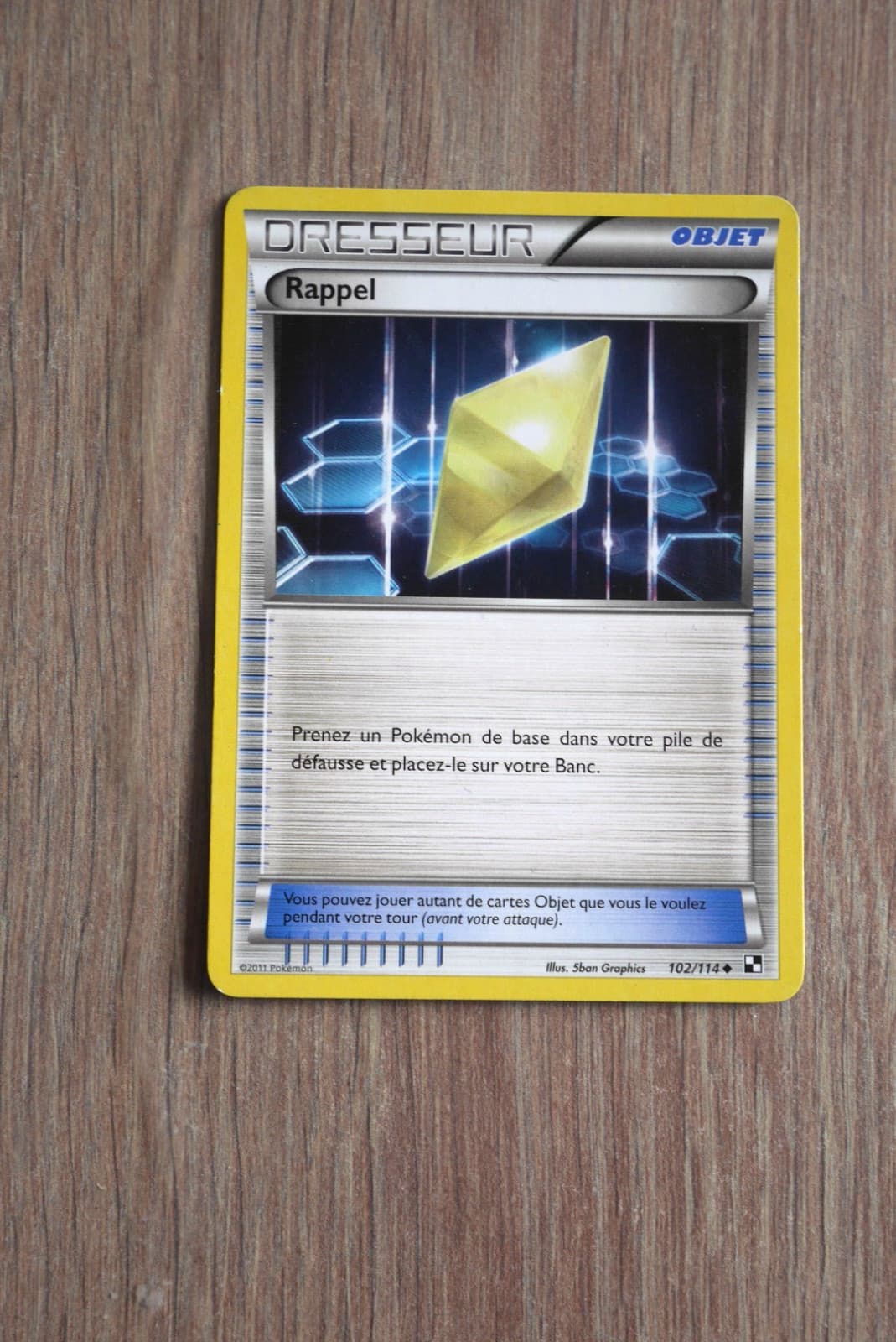 Carte Pokémon : Dresseur-Objet : Rappel - 102/114 - Noir & Blanc - 2011