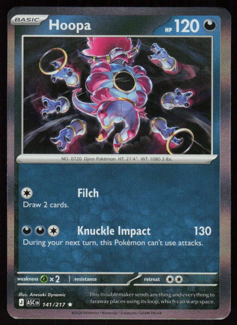 Hoopa 141/217 Rare Ascended Heroes Pokemon Holo Near Mint