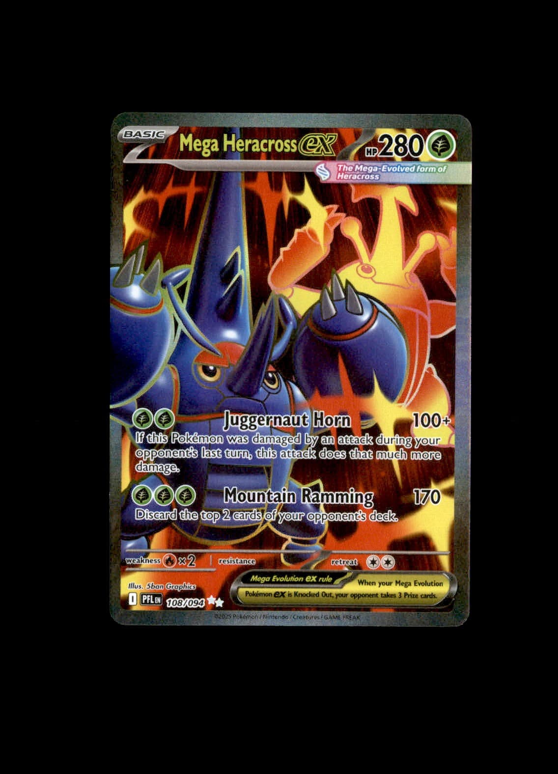 Mega Heracross ex 108/094 Ultra Rare Phantasmal Flames Holo NM 5ban Graphics