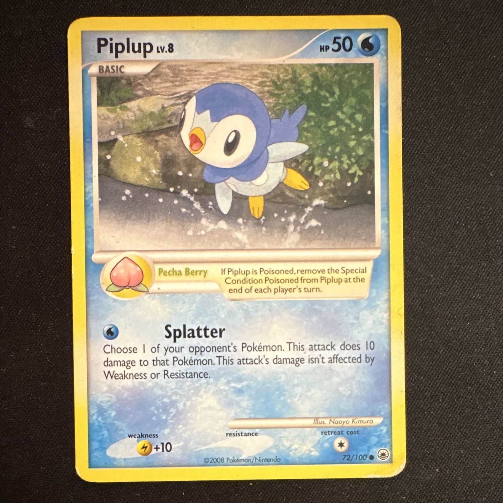 Majestic Dawn Piplup Card 72/100 Pokemon. Heavy played