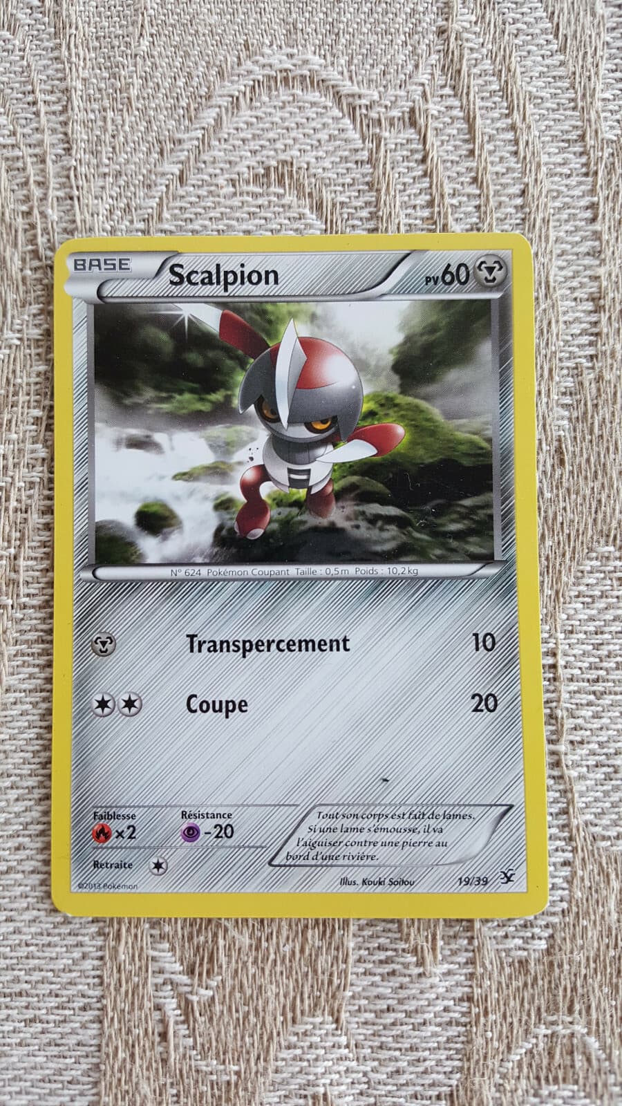 😃😃😃 Pokemon Scalpion 19/39 PV 60 Carte FR - série XY Bienvenue à Kalos