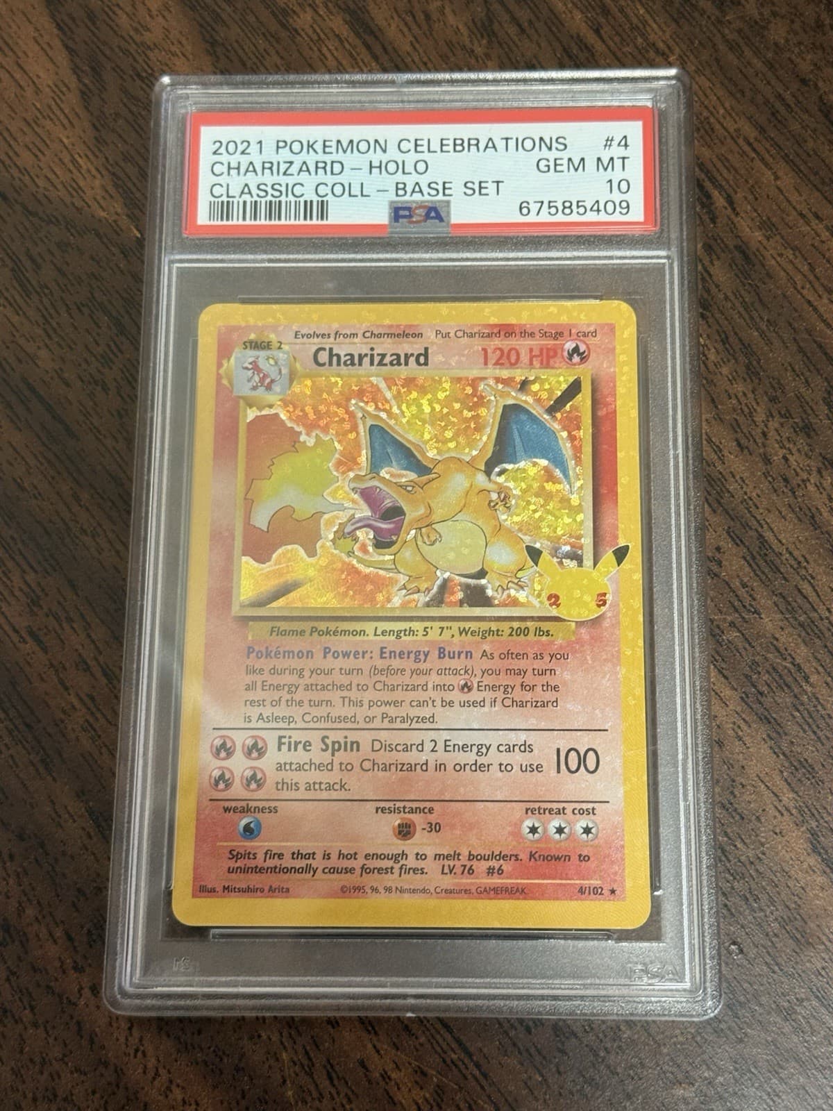 Pokemon Charizard 4/102 Celebrations: Classic Collection Holo PSA 10