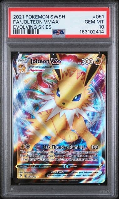 Jolteon VMAX 051/203 SWSH07: 2021 Pokémon Evolving Skies Holo PSA 10