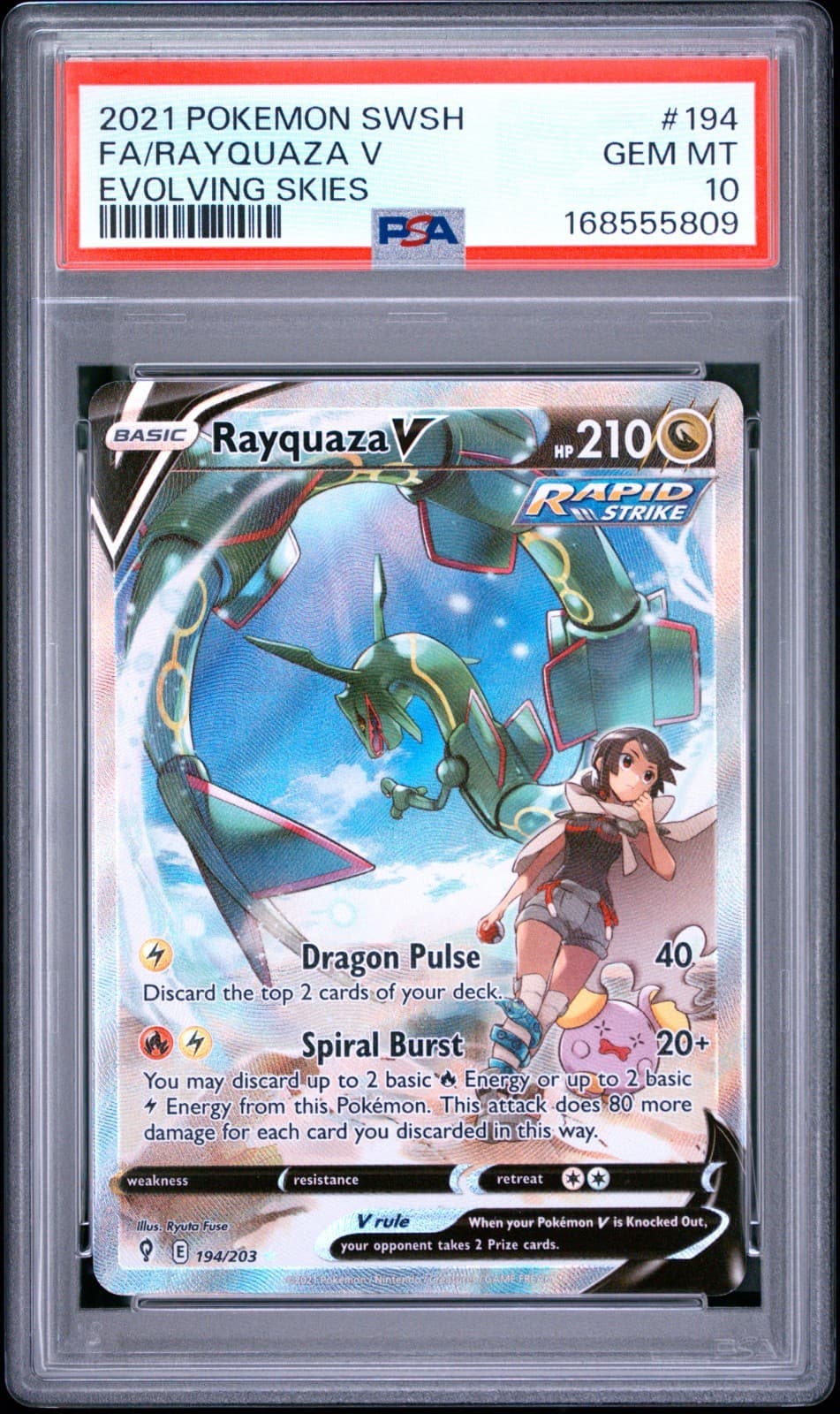 2021 POKEMON SWORD & SHIELD EVOLVING SKIES #194 FULL ART/RAYQUAZA V PSA 10