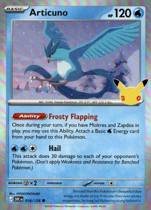 Articuno 018/128 ME 30th Celebration Holo C NM English Pokémon