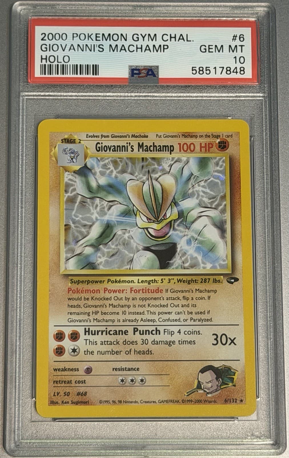 2000 Pokemon Gym Challenge Giovanni’s Machamp Holo #6 PSA 10 Low Pop!