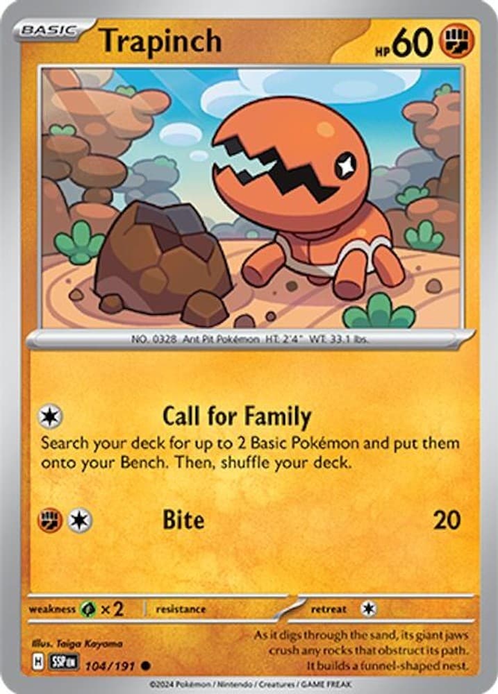 Pokemon Trapinch 104/191 Surging Sparks Common NM