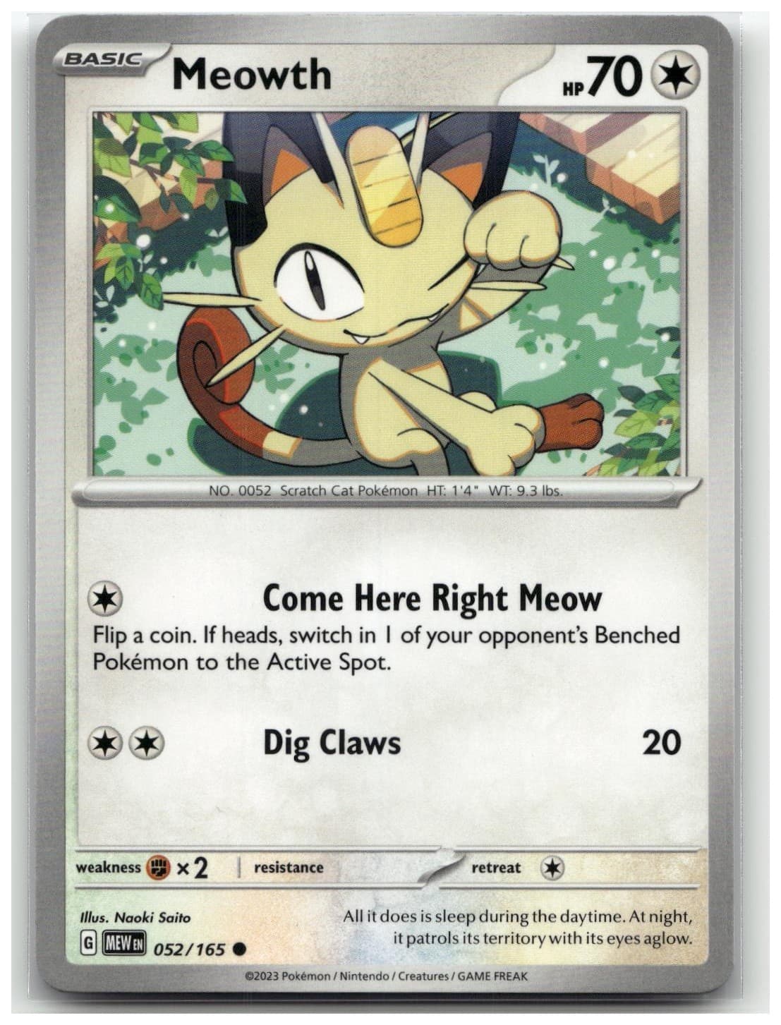 Meowth 052/165 SV: Scarlet & Violet 151 Common Pokemon TCG NM