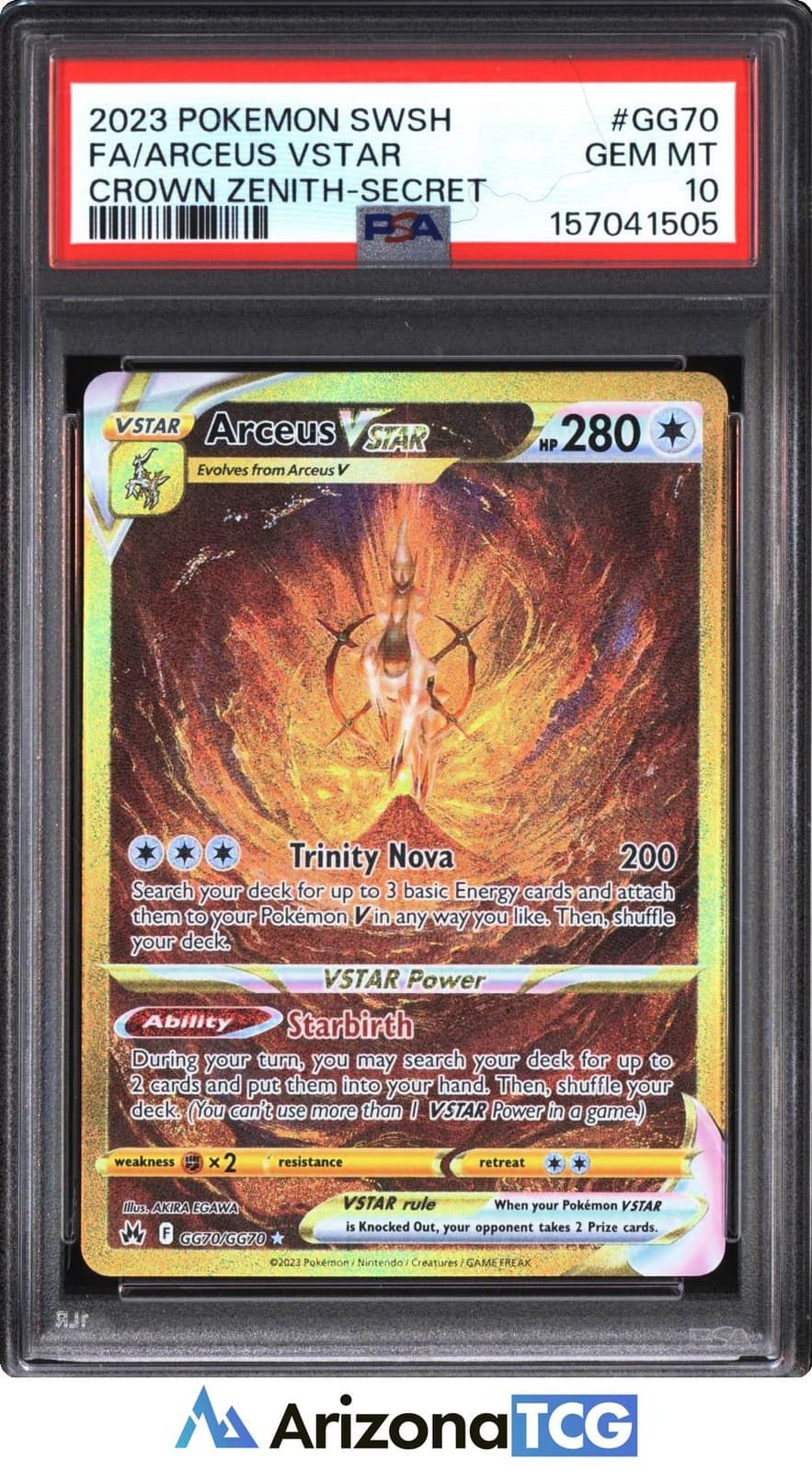 Pokemon 2023 Arceus VSTAR GG70/GG70 Full Art SR Crown Zenith GEM MINT PSA 10