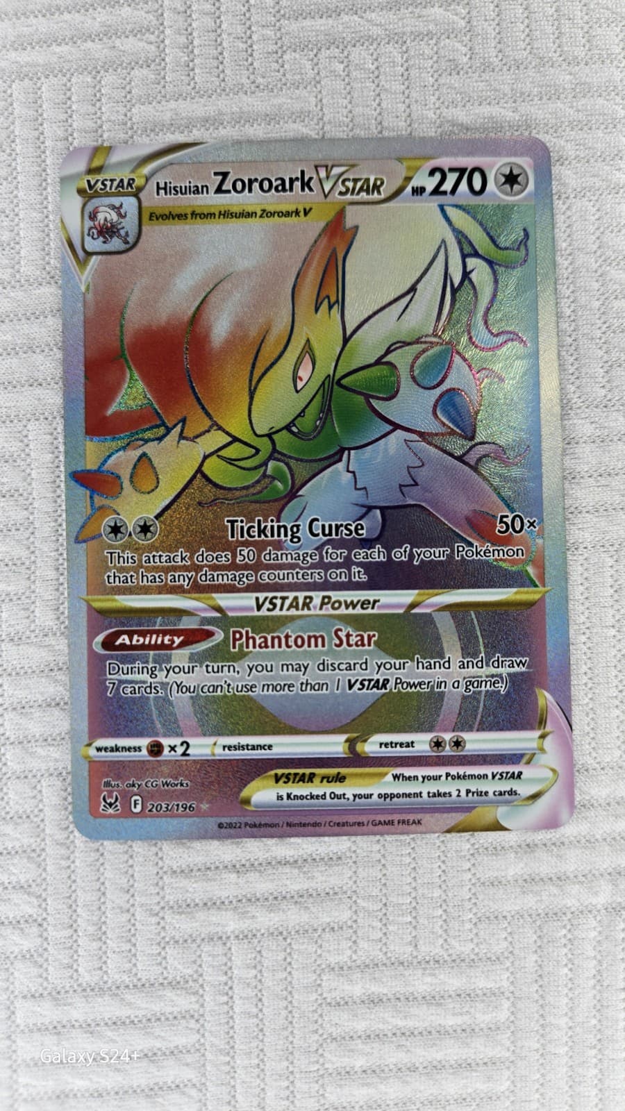 Pokemon Hisuian Zoroark Vstar 203/196 Lost Origin Silver Star Rare