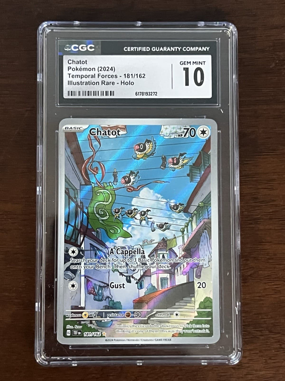 Chatot 181/162 SV05: Temporal Forces Illustration Rare Holo - CGC 10