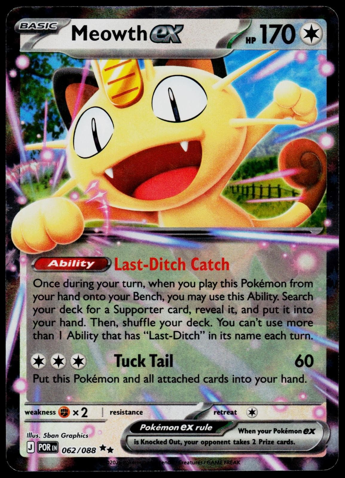 Meowth ex 62/88 Perfect Order - Holo Pokemon - NM