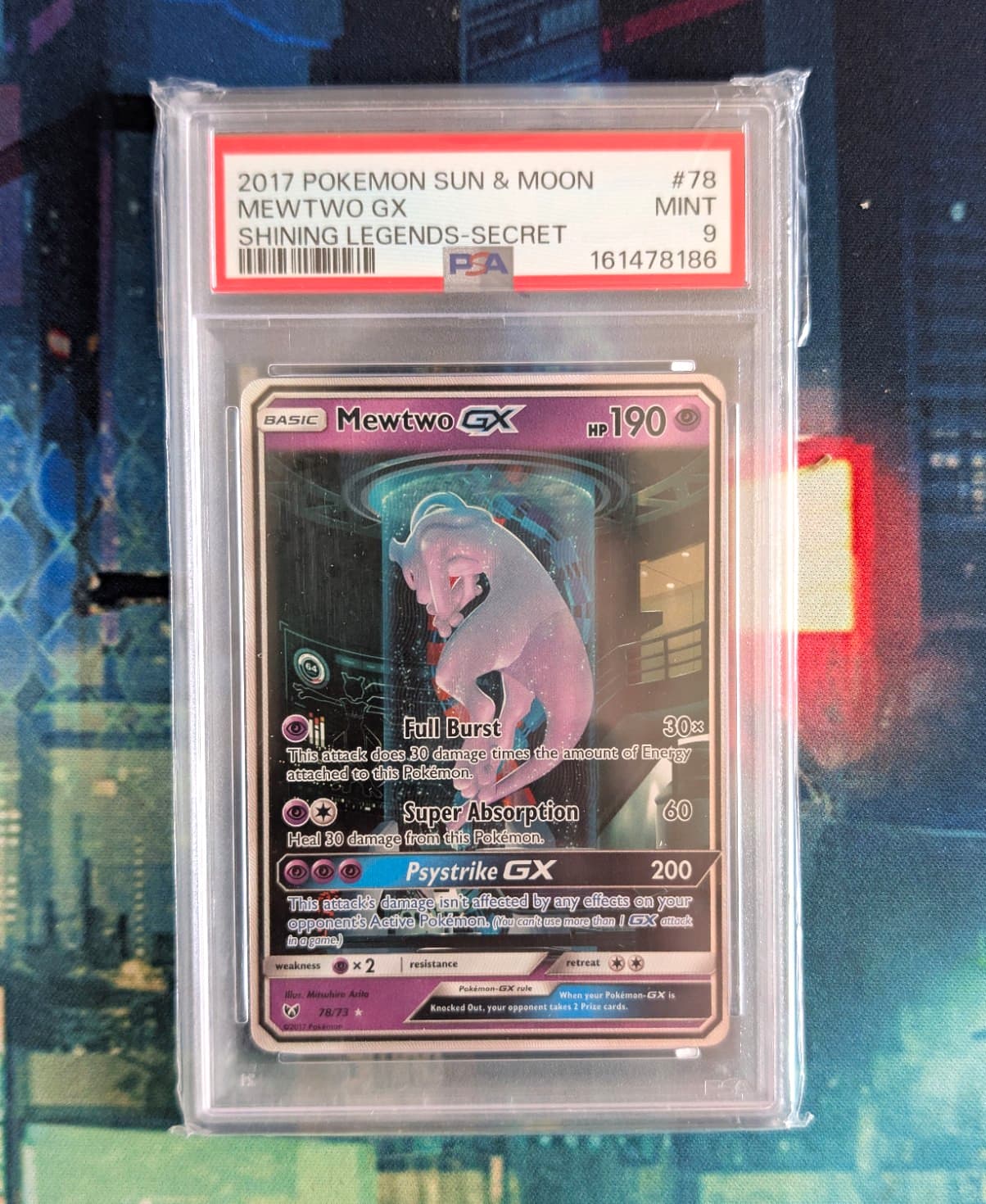 Pokemon TCG PSA 9 2017 Shining Legends Mewtwo GX 78/73 Secret Rare Holo