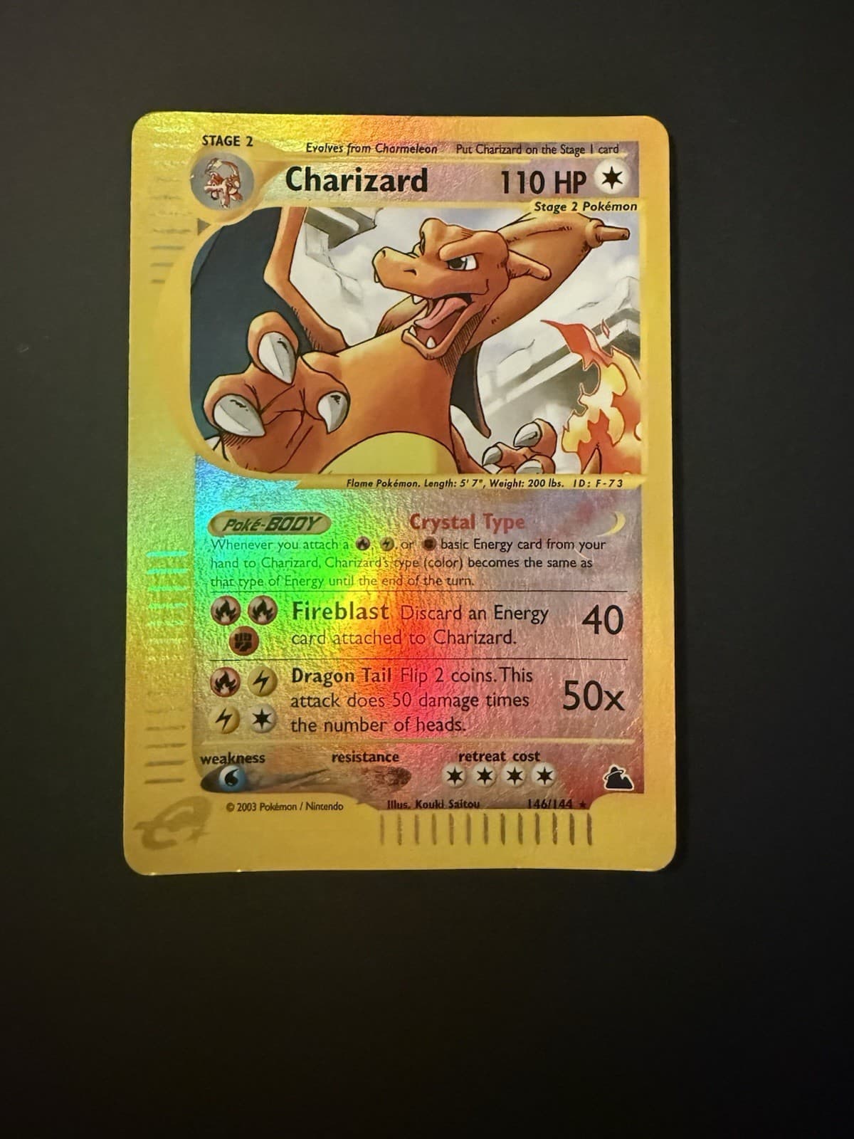 Pokemon TCG Skyridge Reverse Holo Charizard Crystal 146/144 Secret Rare Card MP