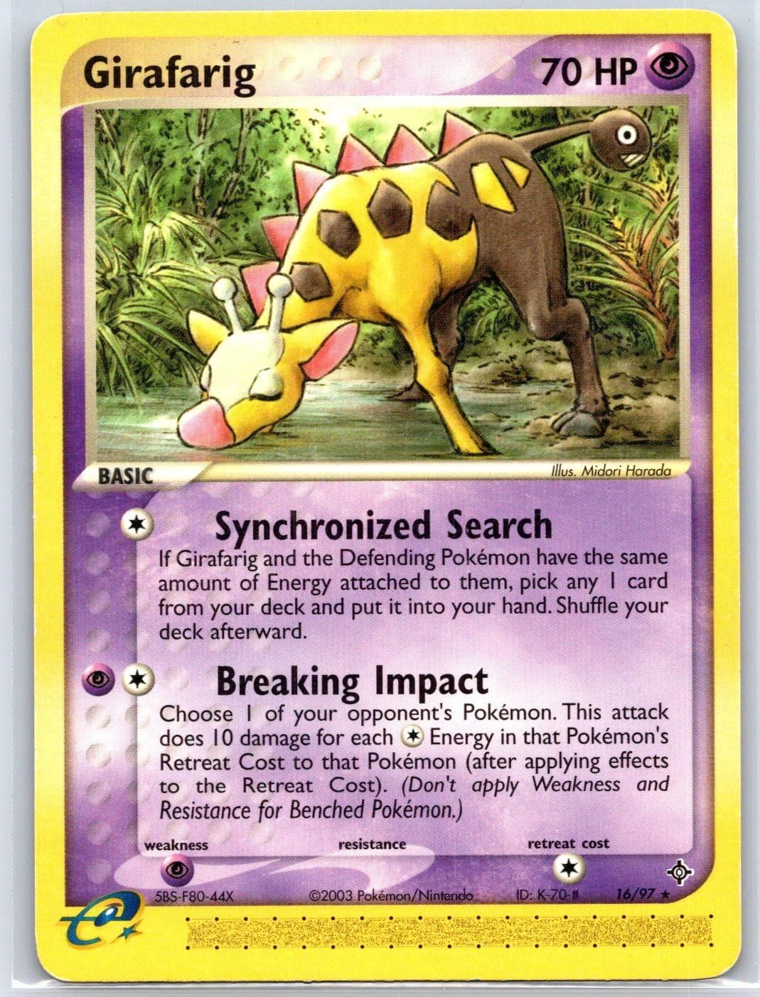Girafarig 16/97 Rare Dragon Pokemon Lightly Played