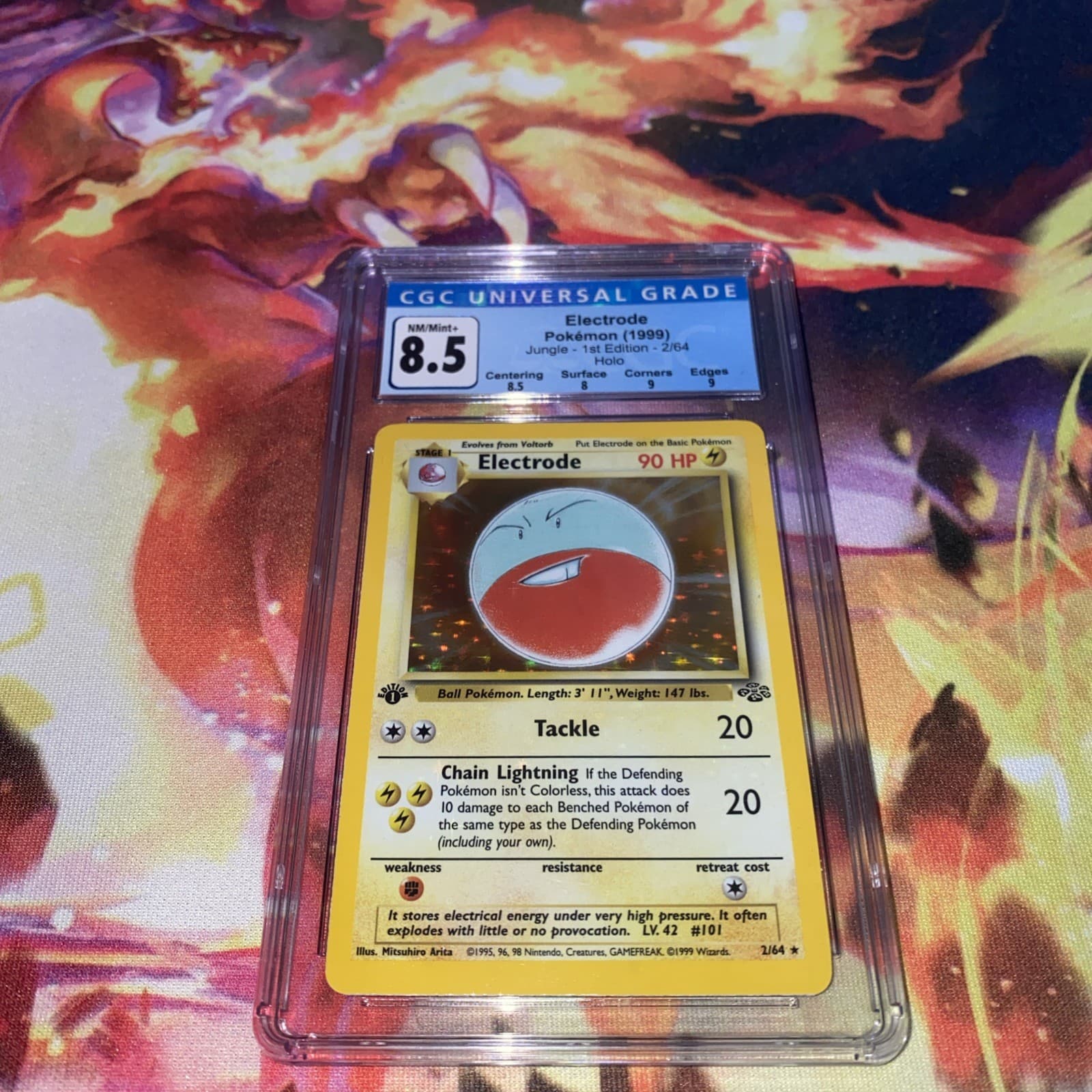 CGC 8.5 NM/MINT+ Electrode 2/64 Jungle Holo Pokemon Card