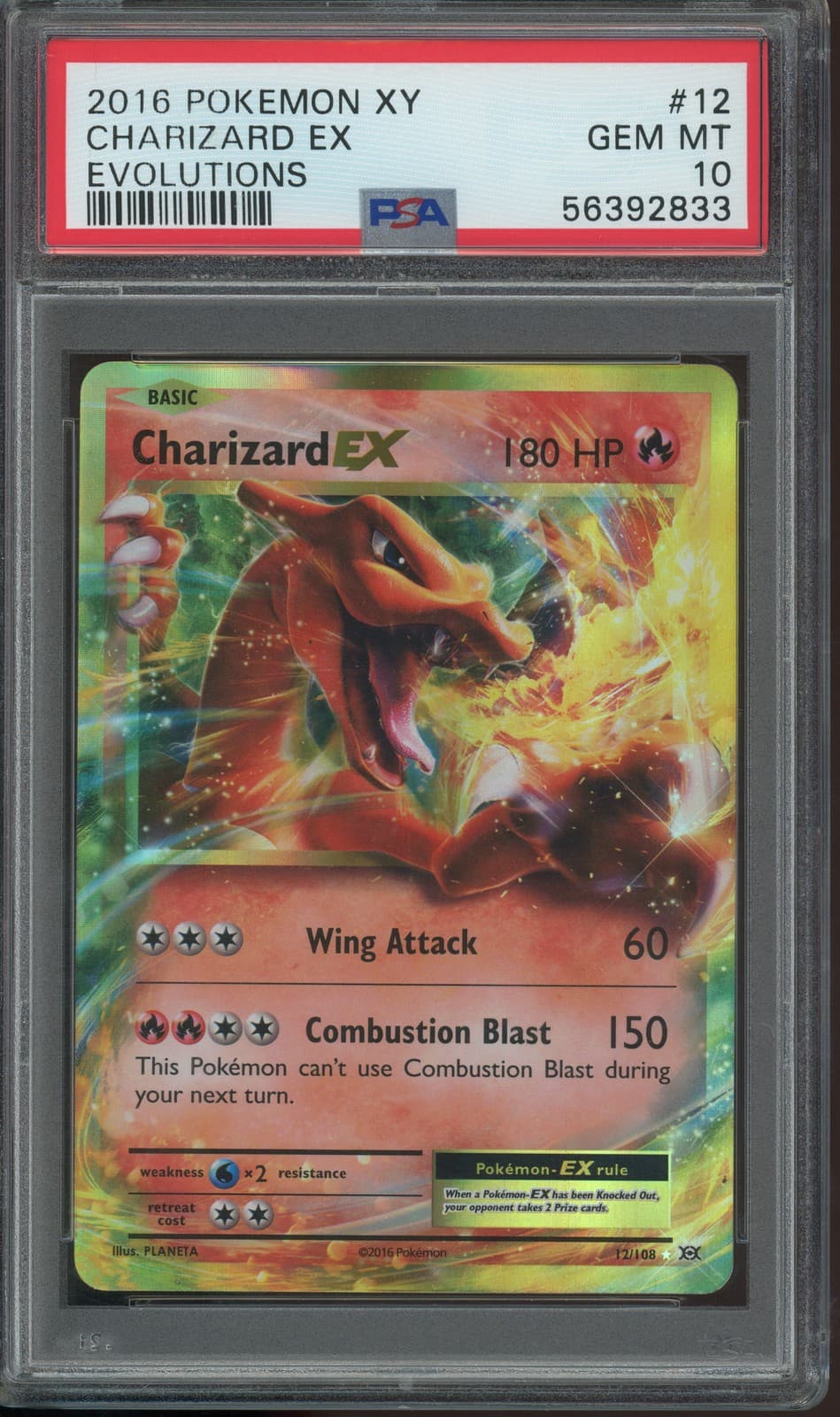 2016 Pokémon Charizard EX #12/108 XY Evolutions Holo Ultra Rare PSA 10 GEM MINT