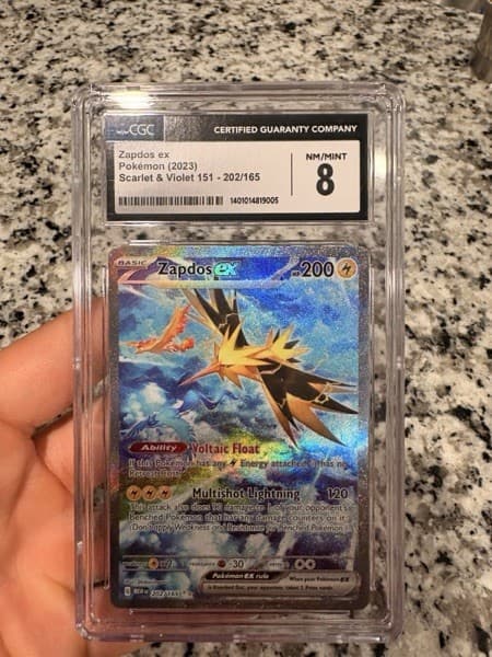 CGC 8 Zapdos ex 202/165 Sv Scarlet & Violet 151 SIR Holo English 2023