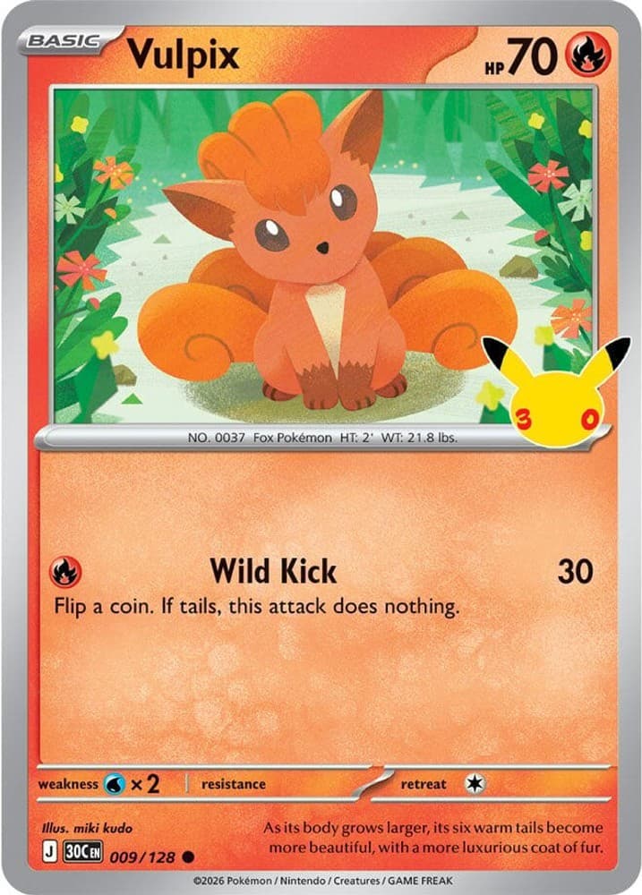 Vulpix-Pokemon-009/128-ME: 30th Celebration-Holofoil-Common-NM