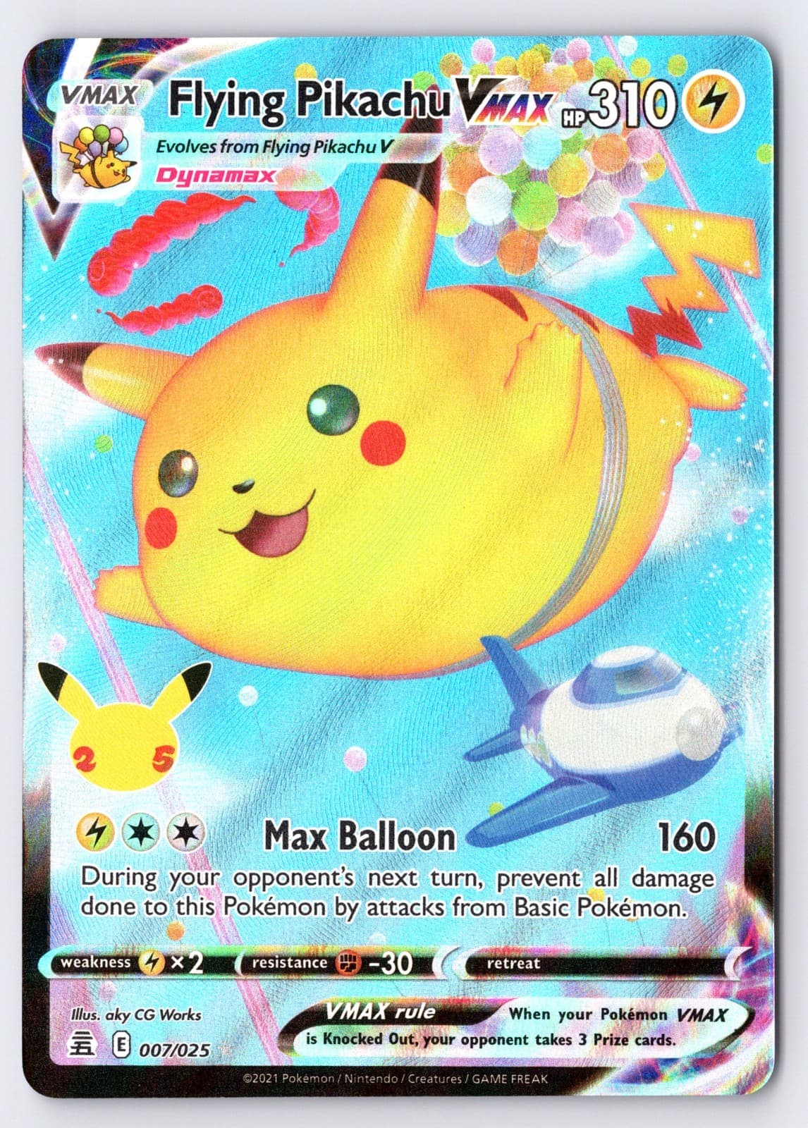 Flying Pikachu VMAX 7/25 Celebrations Holo Pokemon NM