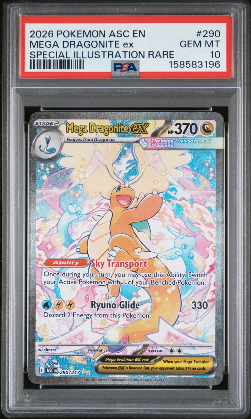2026 POKEMON ASC EN-ASCENDED HEROES #290 MEGA DRAGONITE EX PSA 10